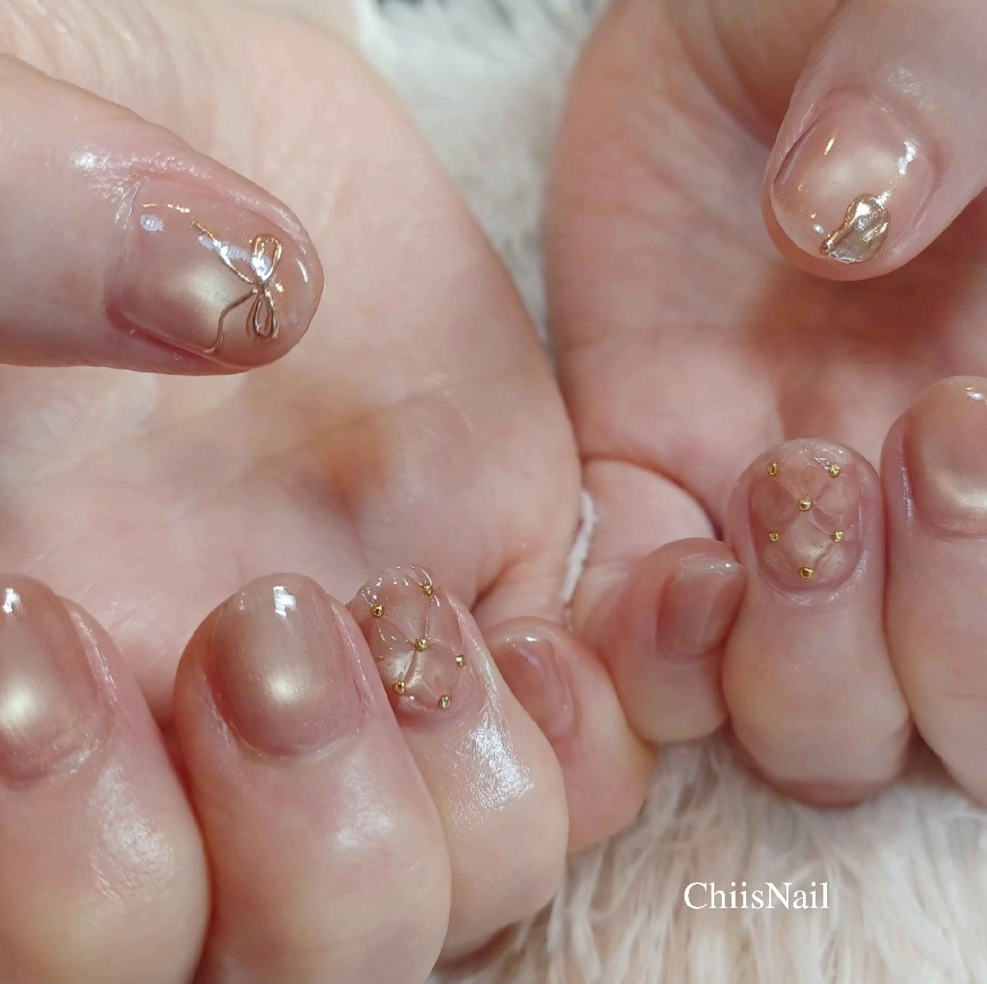 ネイル リボン ハンドネイル ChiisNail ﾁｨｽﾞﾈｲﾙのネイルデザイン