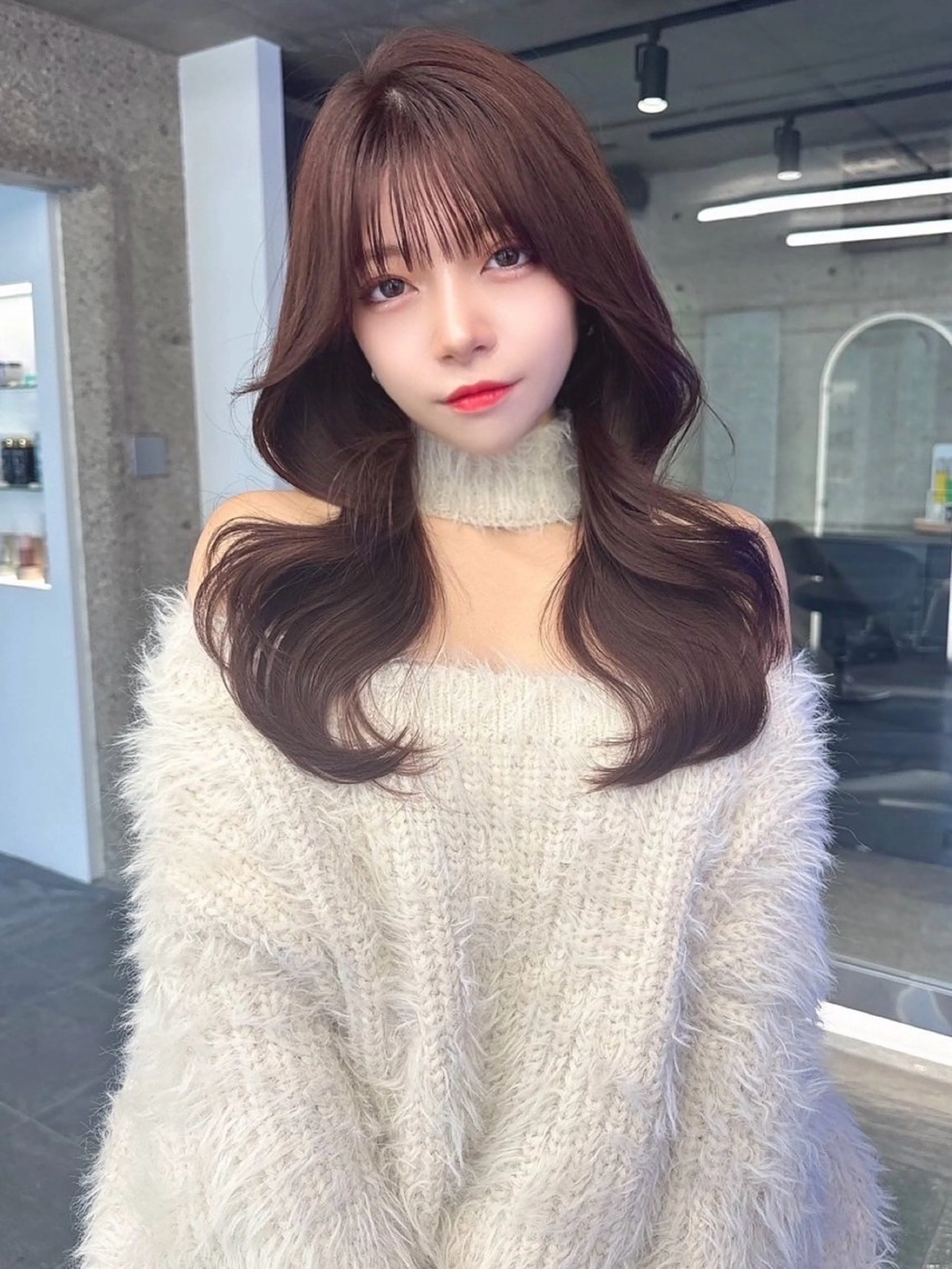 セミロング レイヤー/顔まわり 縮毛矯正/月城宏清のヘアスタイル