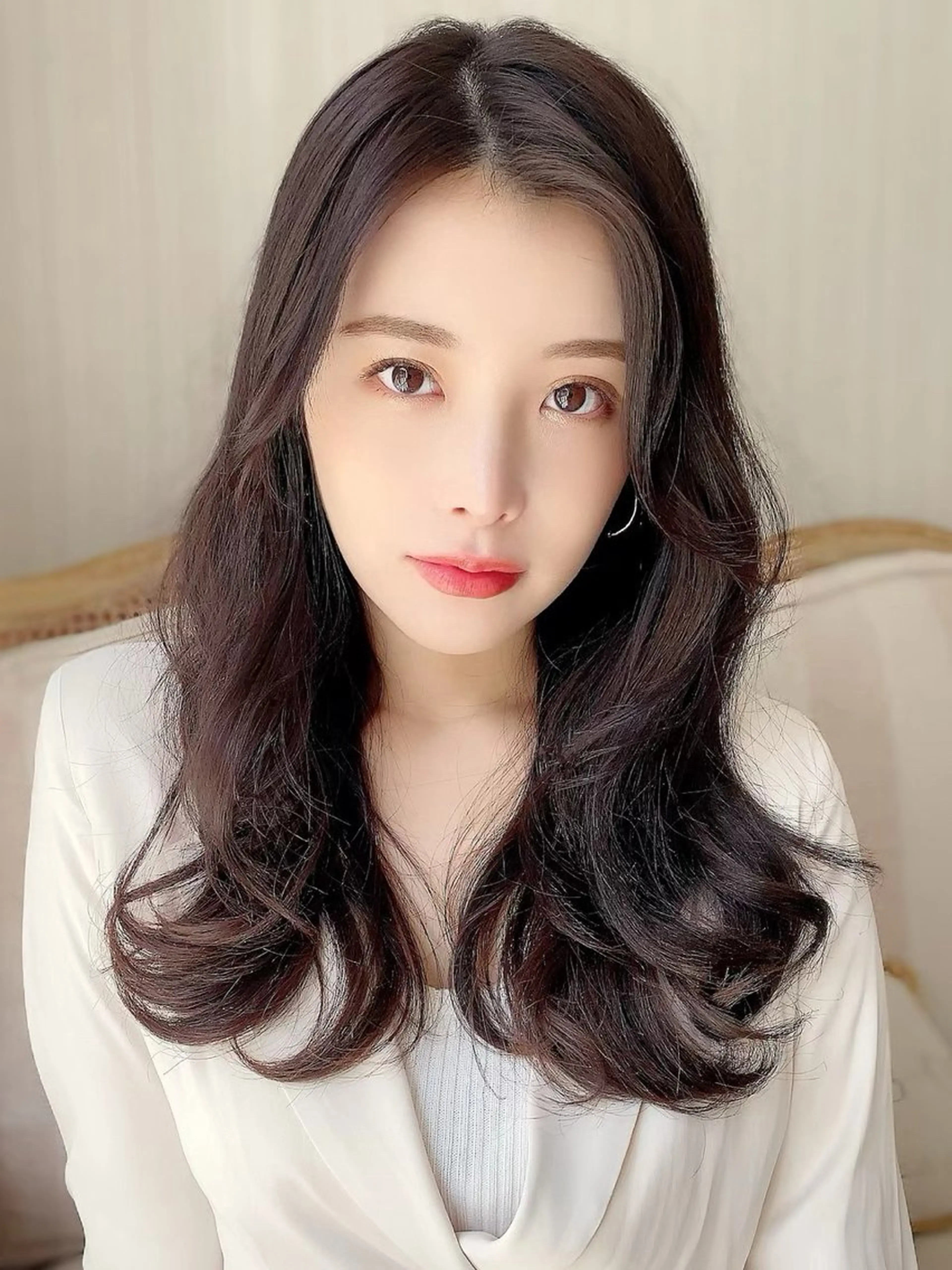 ロング カット ヘアカラー トリートメント ヘアセット 新宿/韓国レイヤー/ 顔周りカット松本美晴のヘアスタイル