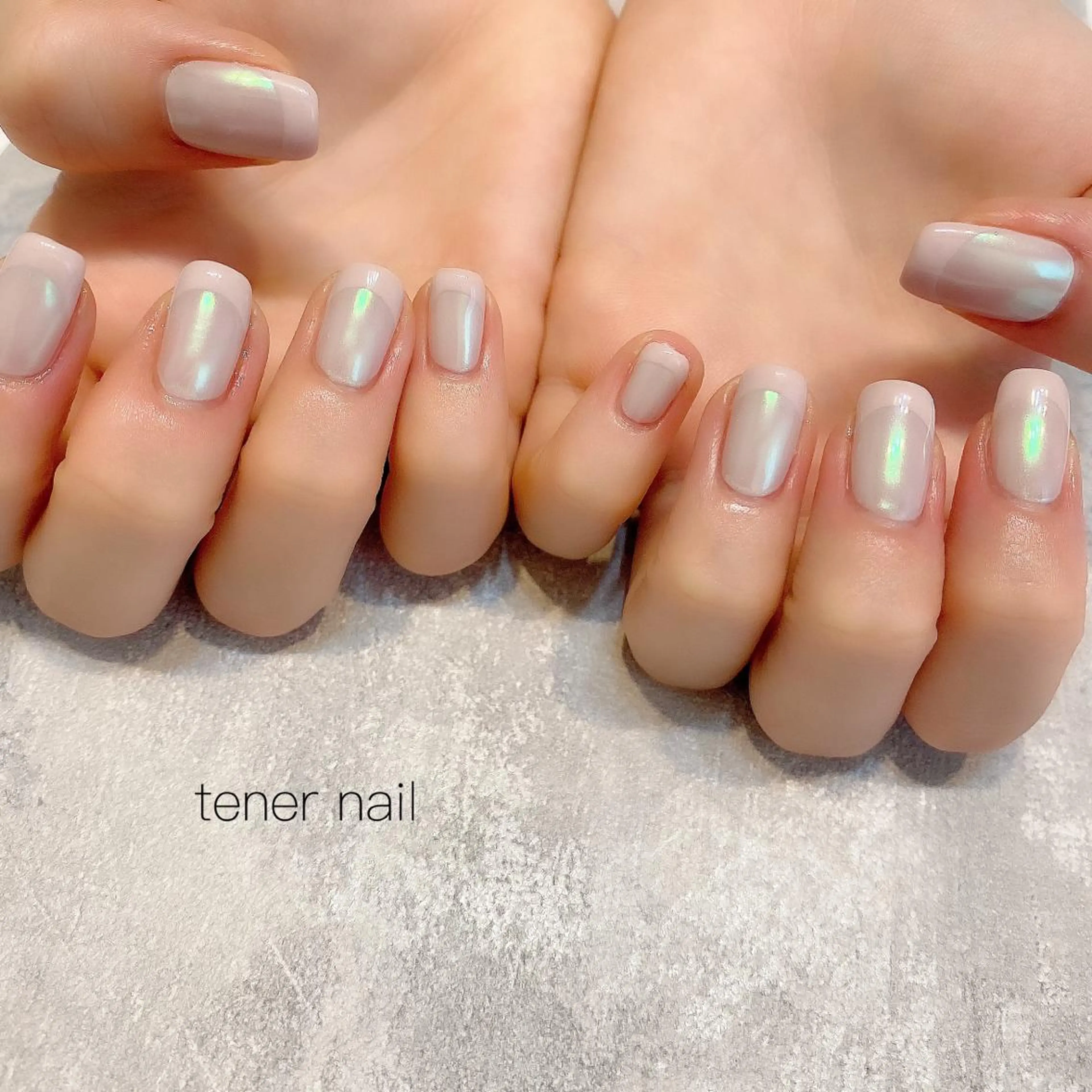 ネイル オーロラネイル フレンチネイル ミラーネイル ピンク tener  nail  テネルネイル所属・テネルネイル tener nailのネイルデザイン