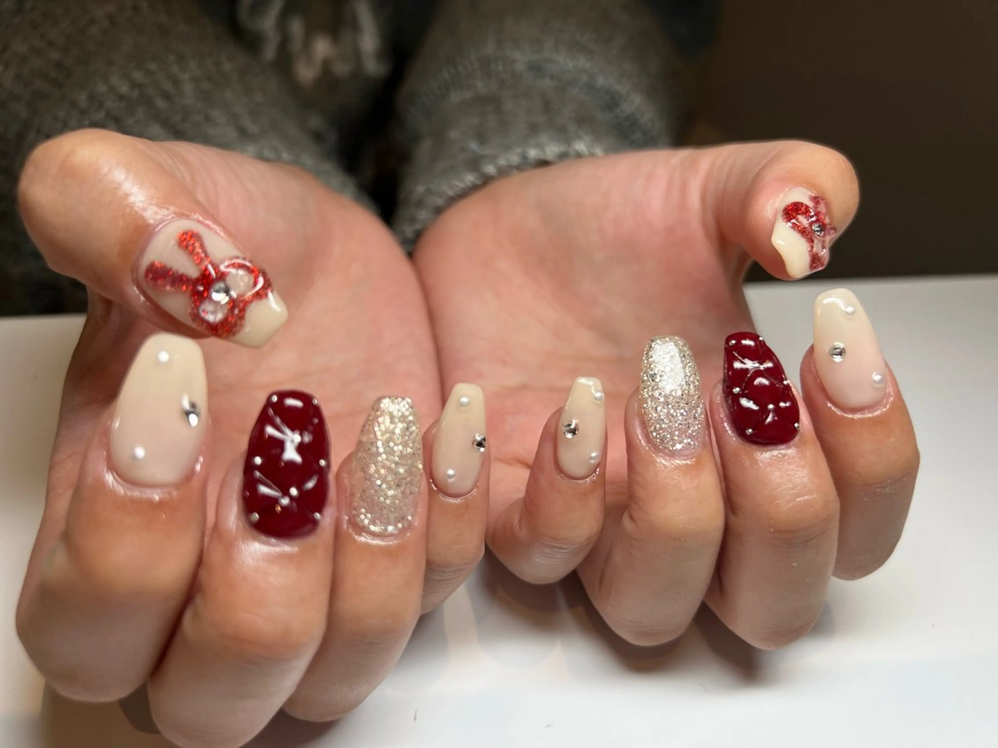 ネイル 持ち込み 冬ネイル クリスマス Bianca大名店 yonekuraのネイルデザイン