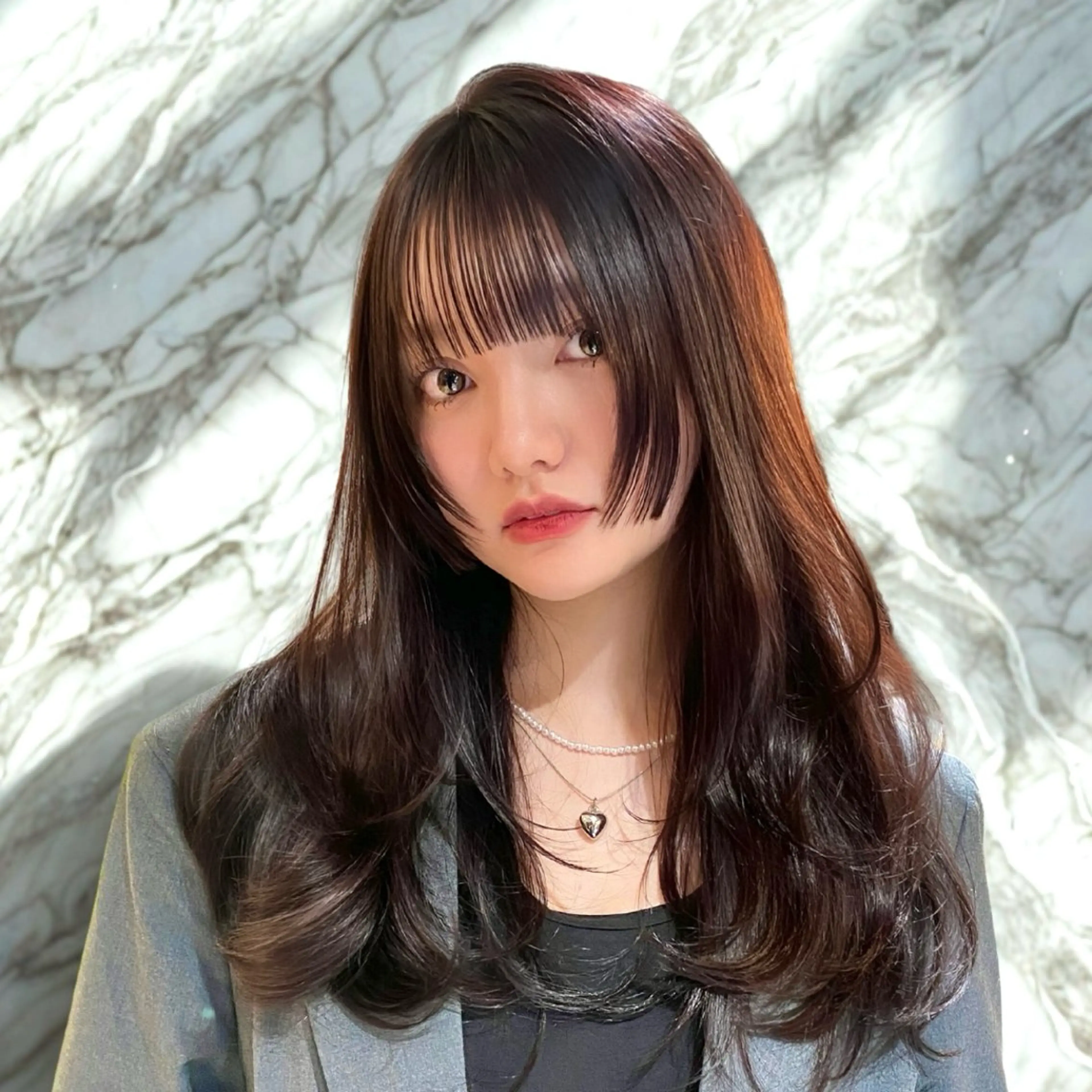 ロング カラー ブリーチ ブリーチなしカラー レッドカラー 姫カット カット ヘアカラー ✨ハッシュカット✨ ユウキ✨のヘアスタイル