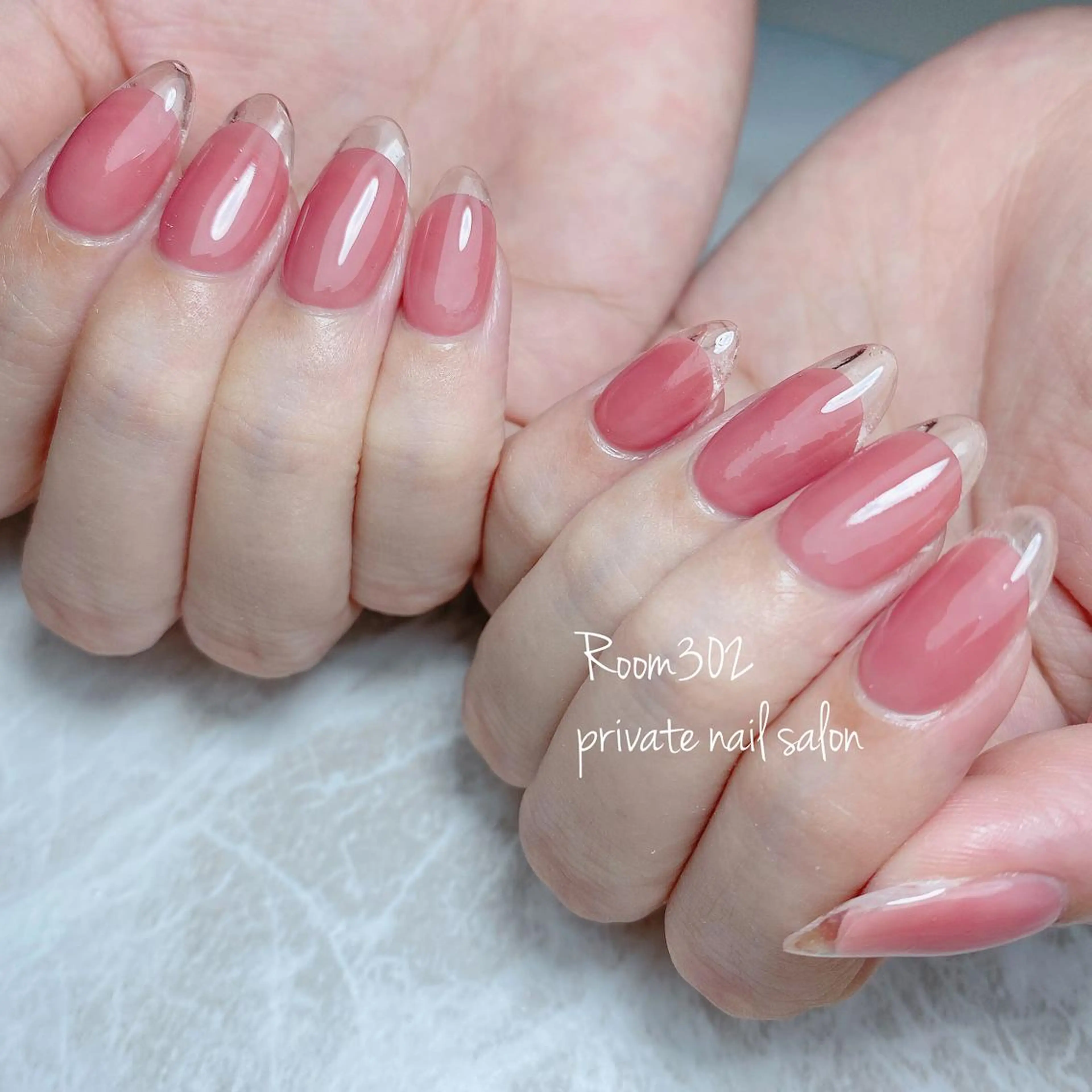 ネイル クリアネイル 長さ出し フレンチネイル ワンカラーネイル Room 302のネイルデザイン