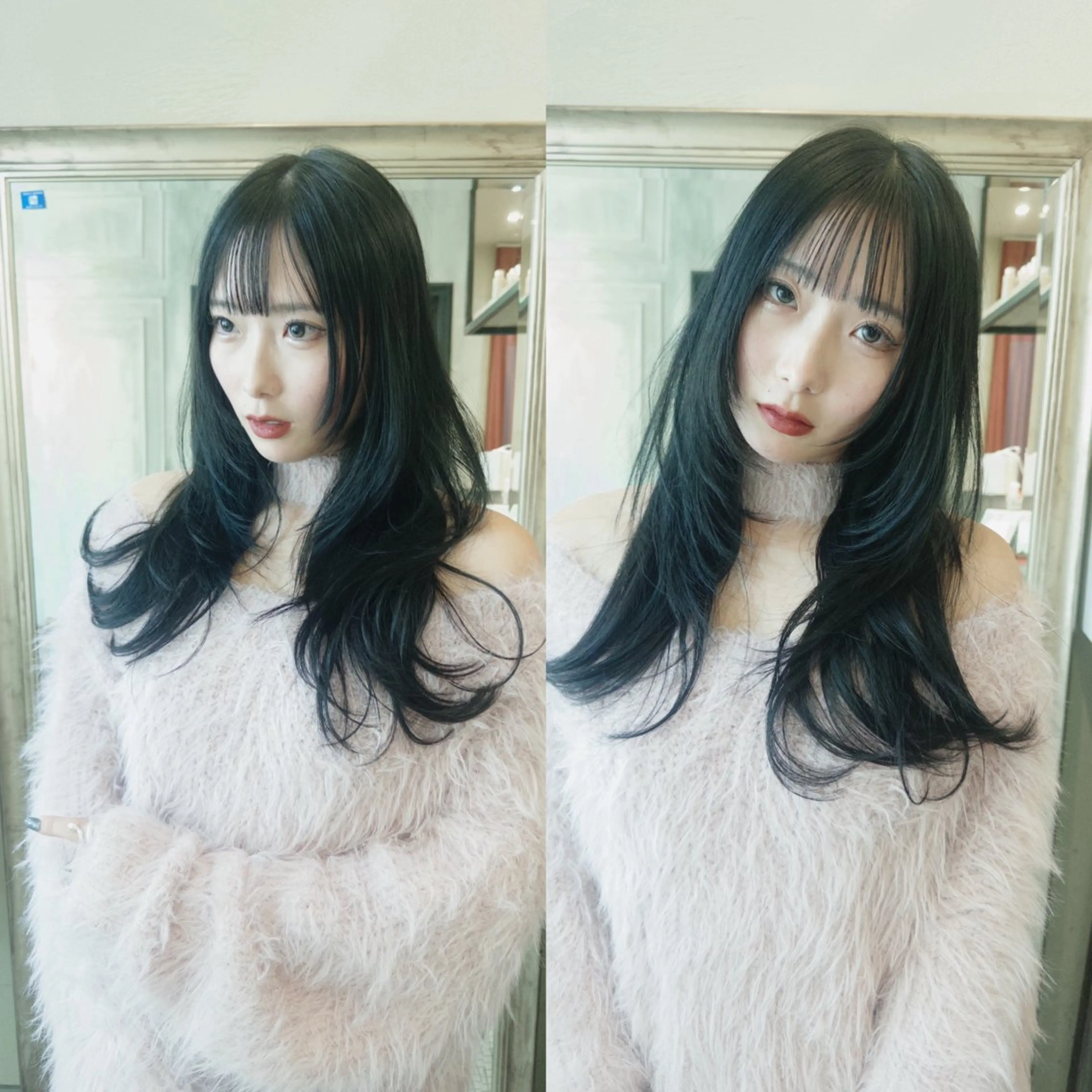 ロング カラー レイヤーカット カット ヘアカラー コテ巻き風パーマ レイヤーカット ぱるのヘアスタイル