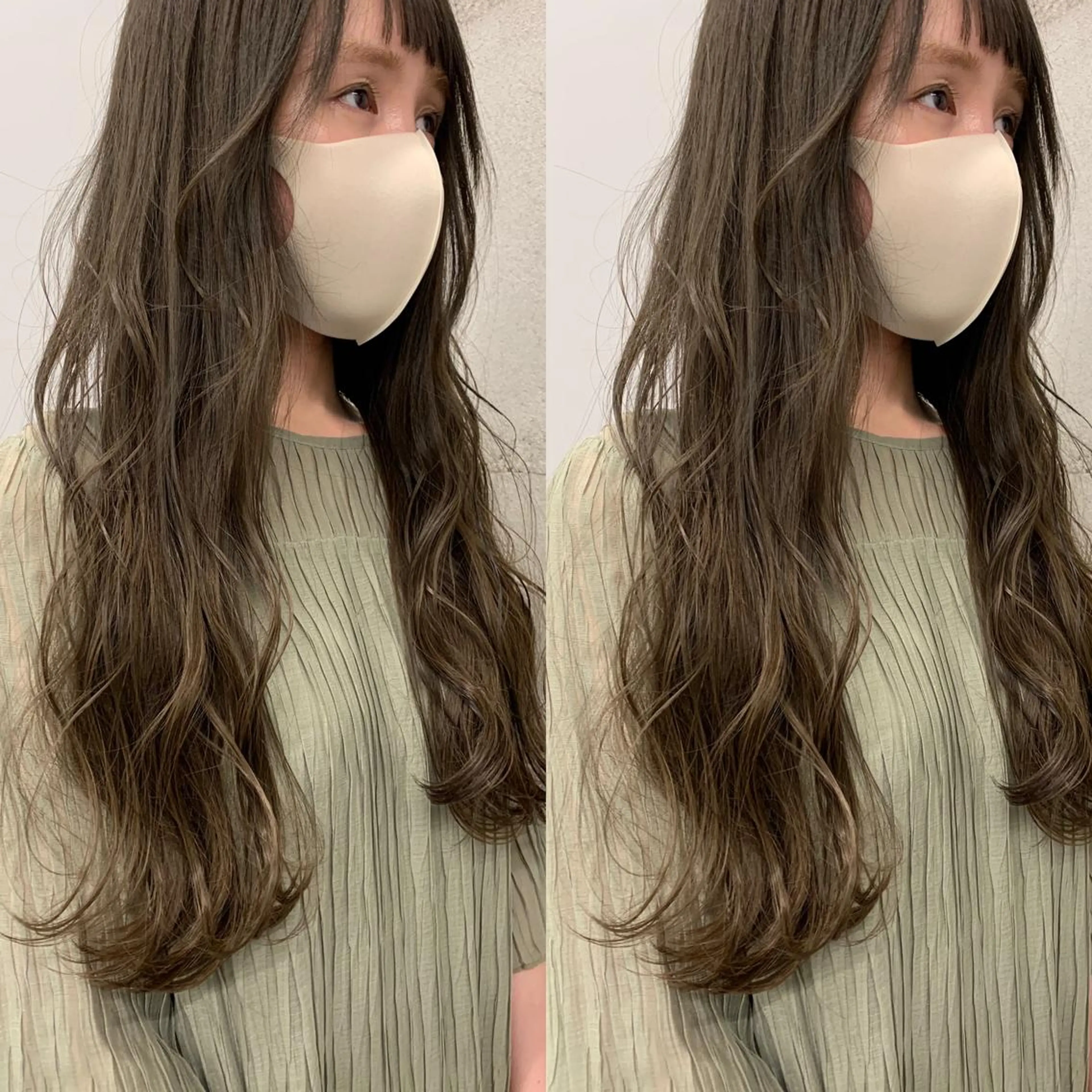 ロング カラー 透明感/オリーブ/ グレージュ/YUKAのヘアスタイル