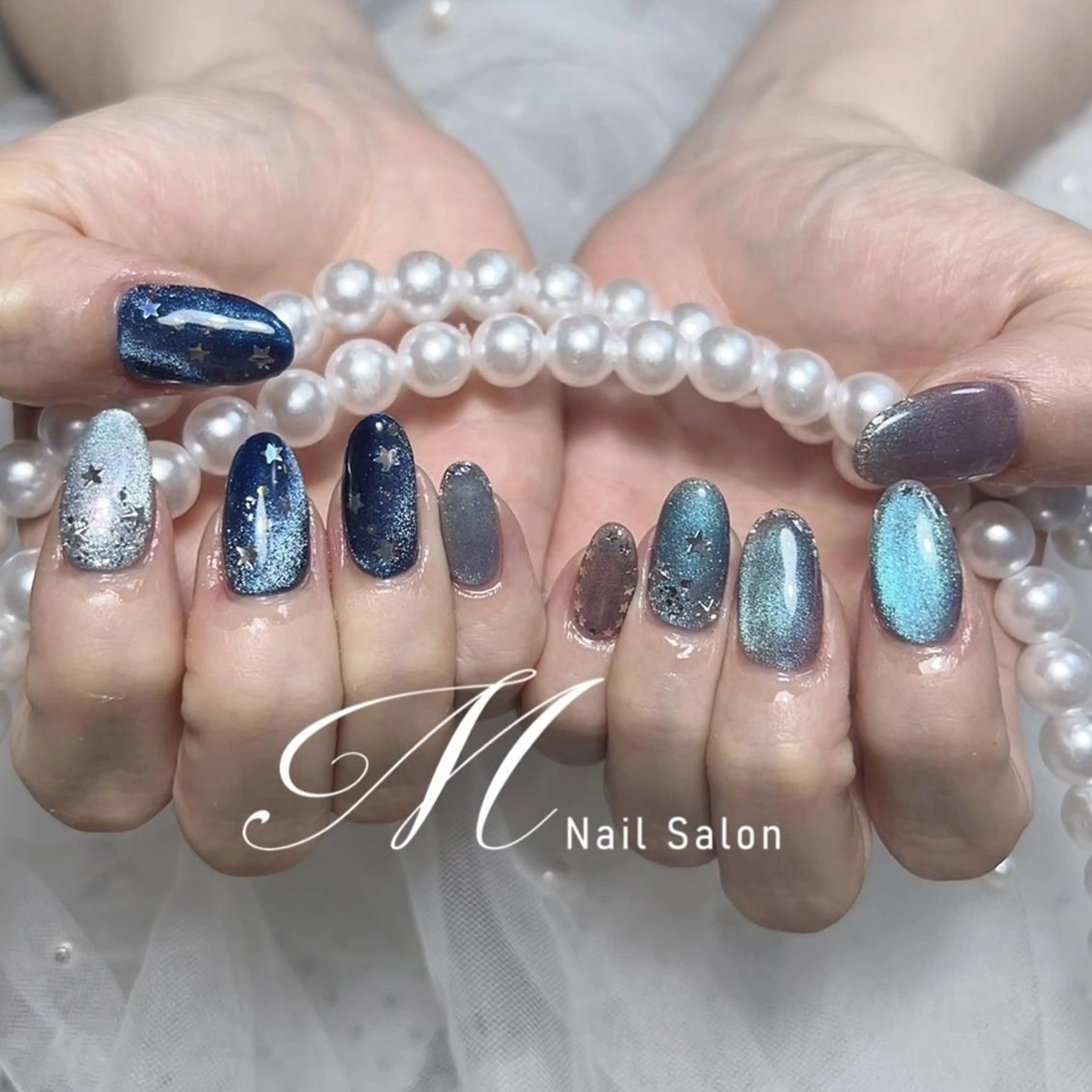 ネイル M✨ワンホン風ネイル パラジェル取扱🦋リのネイルデザイン