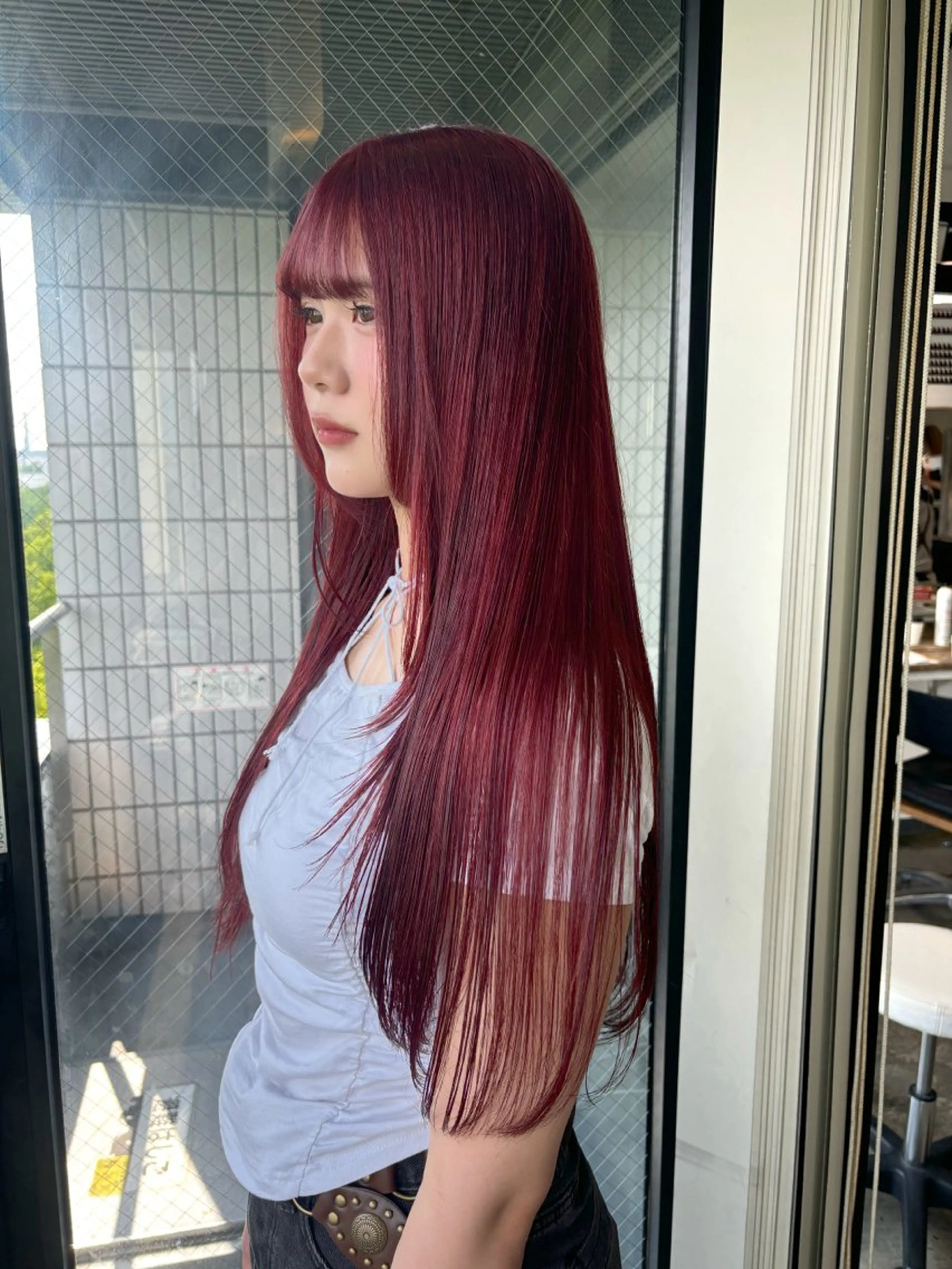 ロング カラー ブリーチ ダブルカラー ブリーチなしカラー レッドカラー 髪質改善 暖色カラー🍒 ケアブリーチ/akiのヘアスタイル