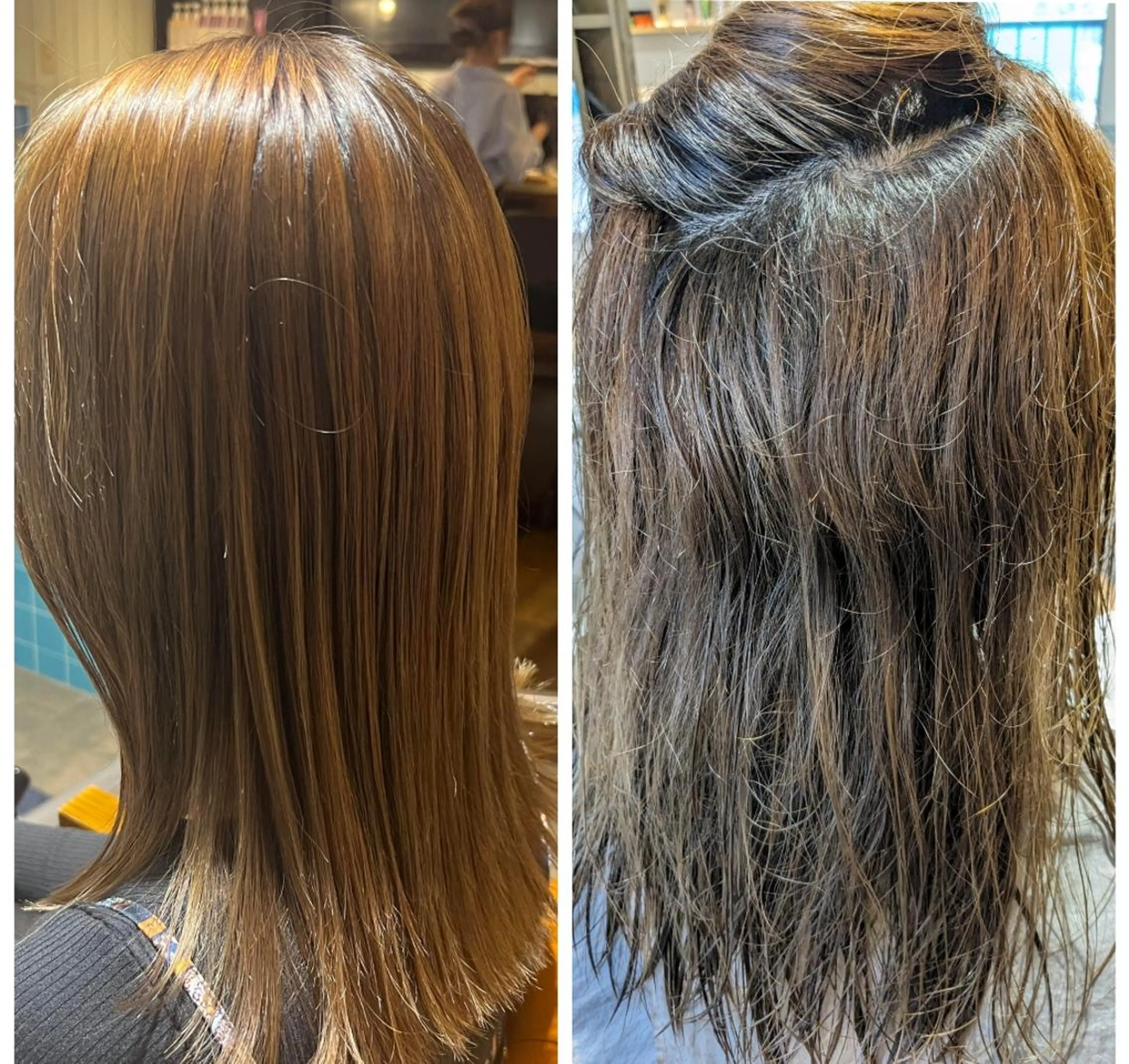 セミロング カット 縮毛矯正 トリートメント alushe 岡 陽子のヘアスタイル