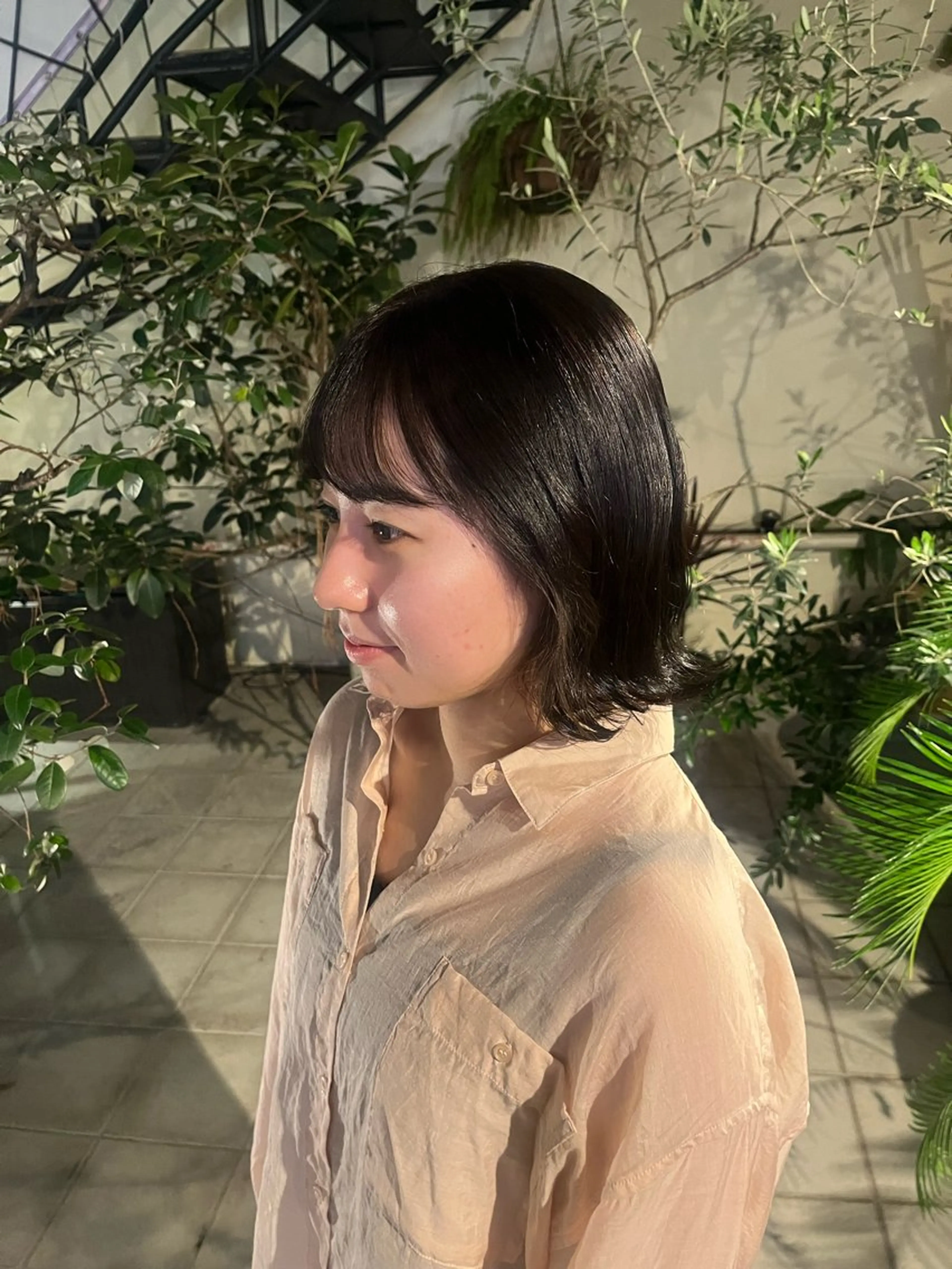 ミディアム カラー くいた あやなのヘアスタイル