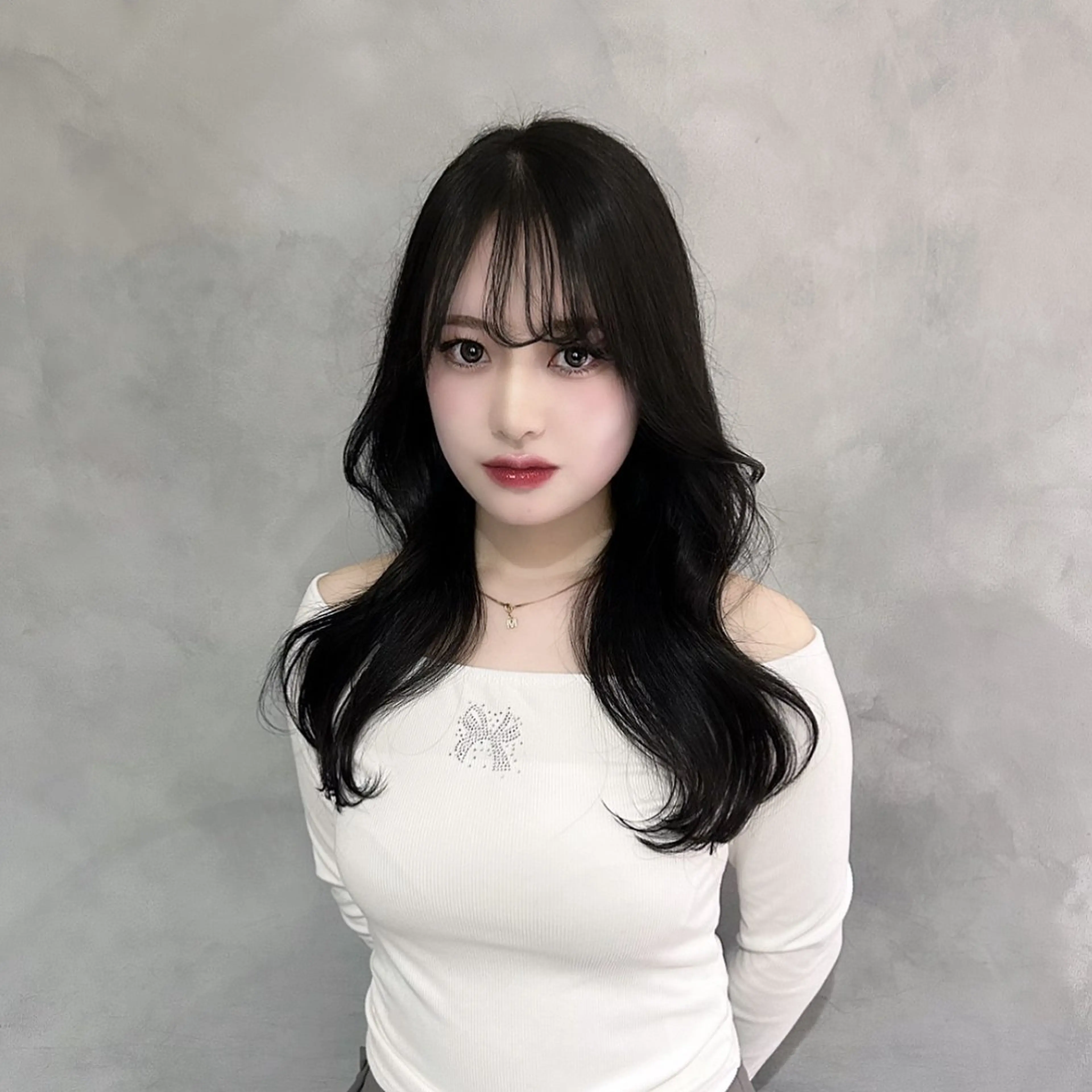 ロング 韓国風ヘア レイヤーカット カット ヘアカラー トリートメント 谷 亜澄のヘアスタイル