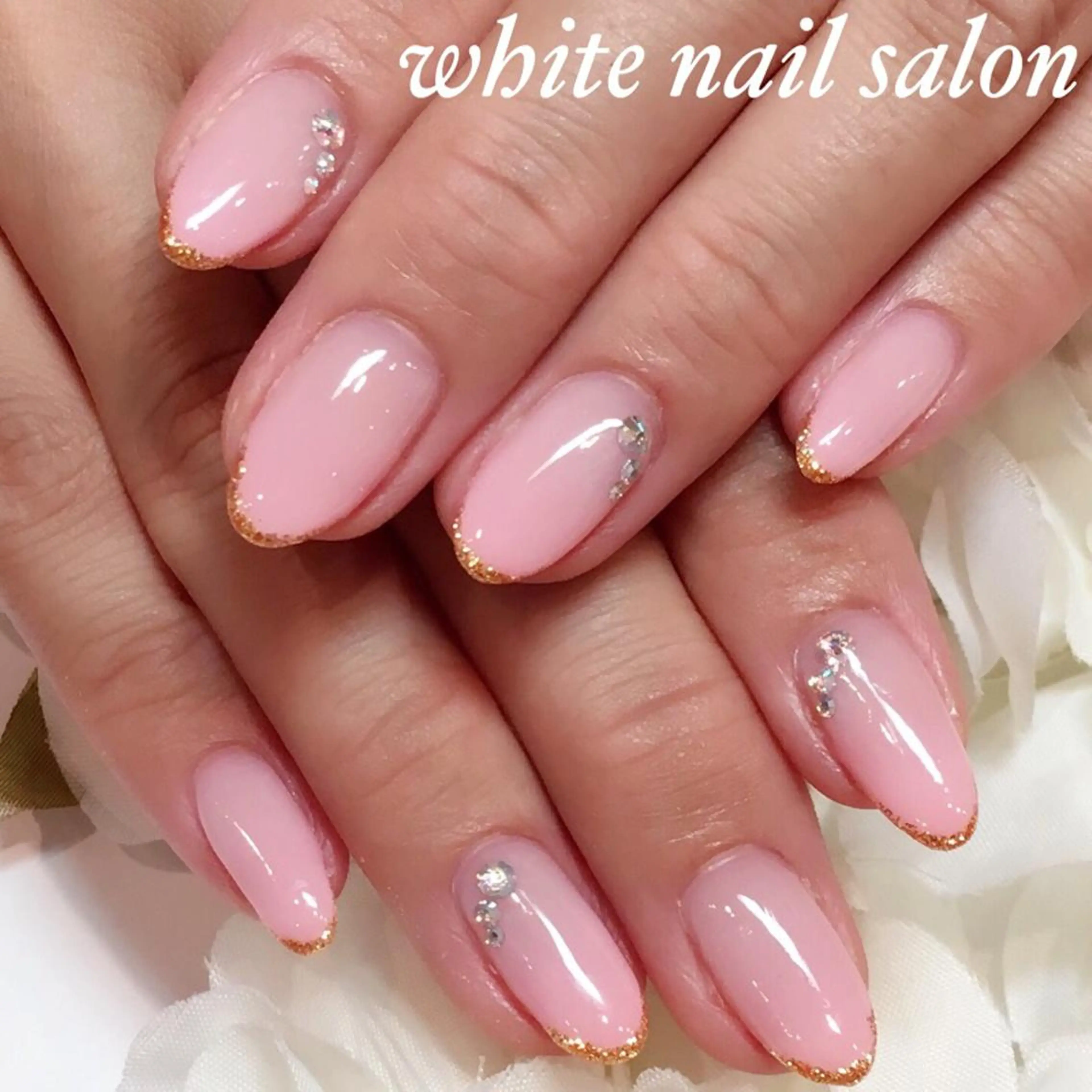 ネイル フットネイル フレンチネイル ジェルネイル ピンク シンプルネイル ハンドネイル white nail salonのネイルデザイン