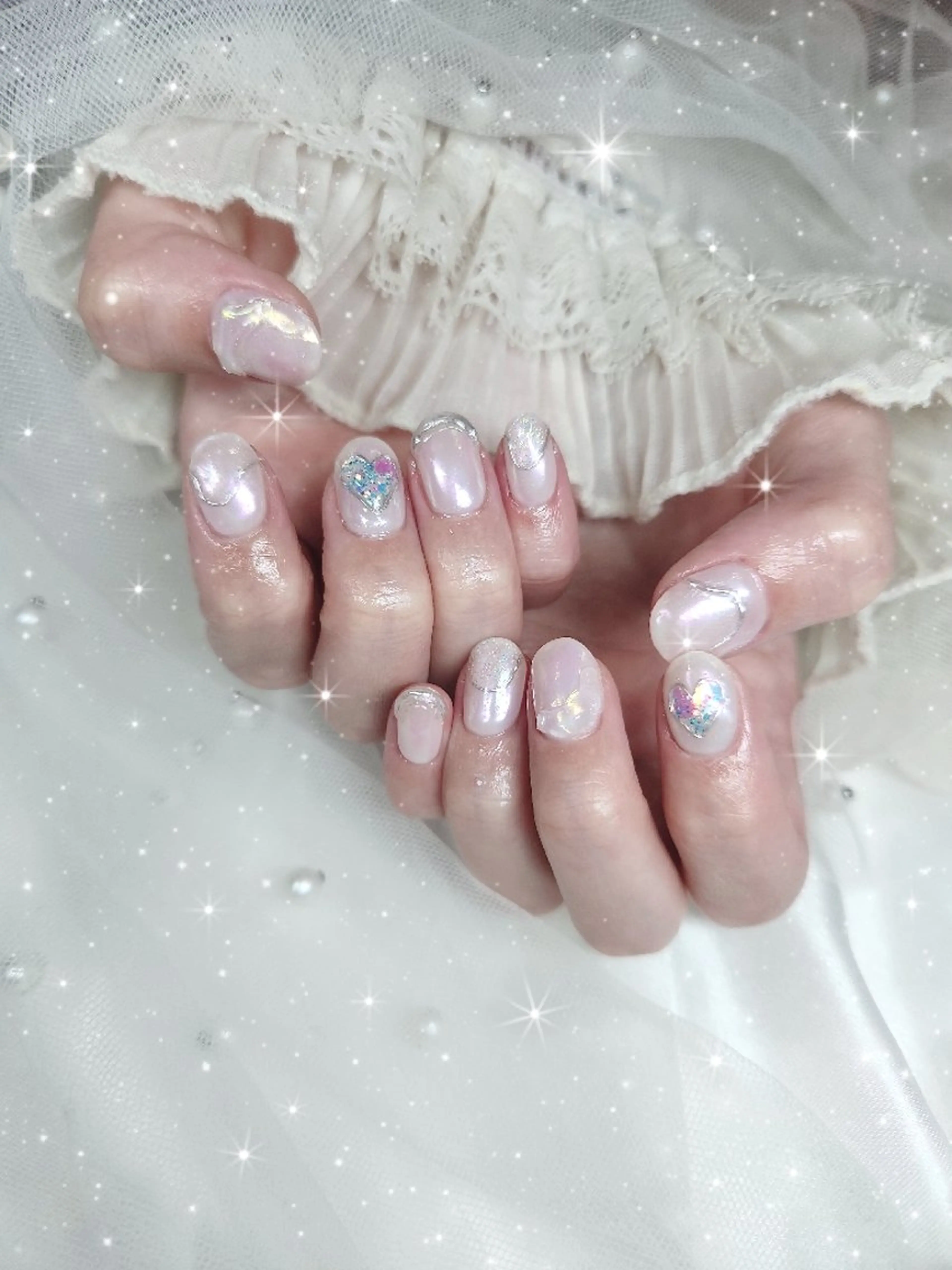 ネイル オーロラネイル 韓国ネイル 持ち込み ニュアンスネイル オフィスネイル ハンドネイル nailsalon sissy所属・sissy hatsuneのネイルデザイン