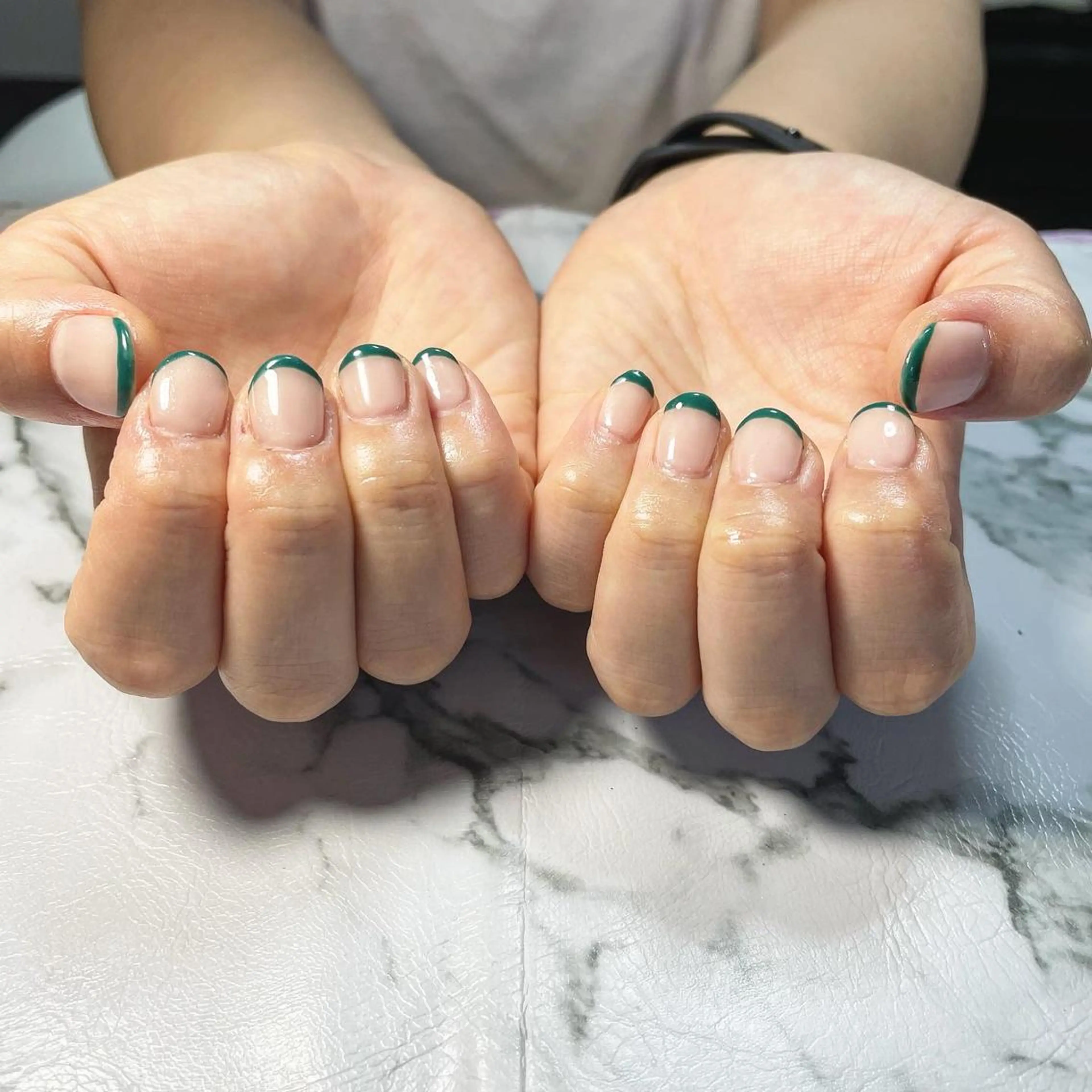 ネイル フレンチネイル グリーン momoka_nails所属・Momo nailsalonのネイルデザイン