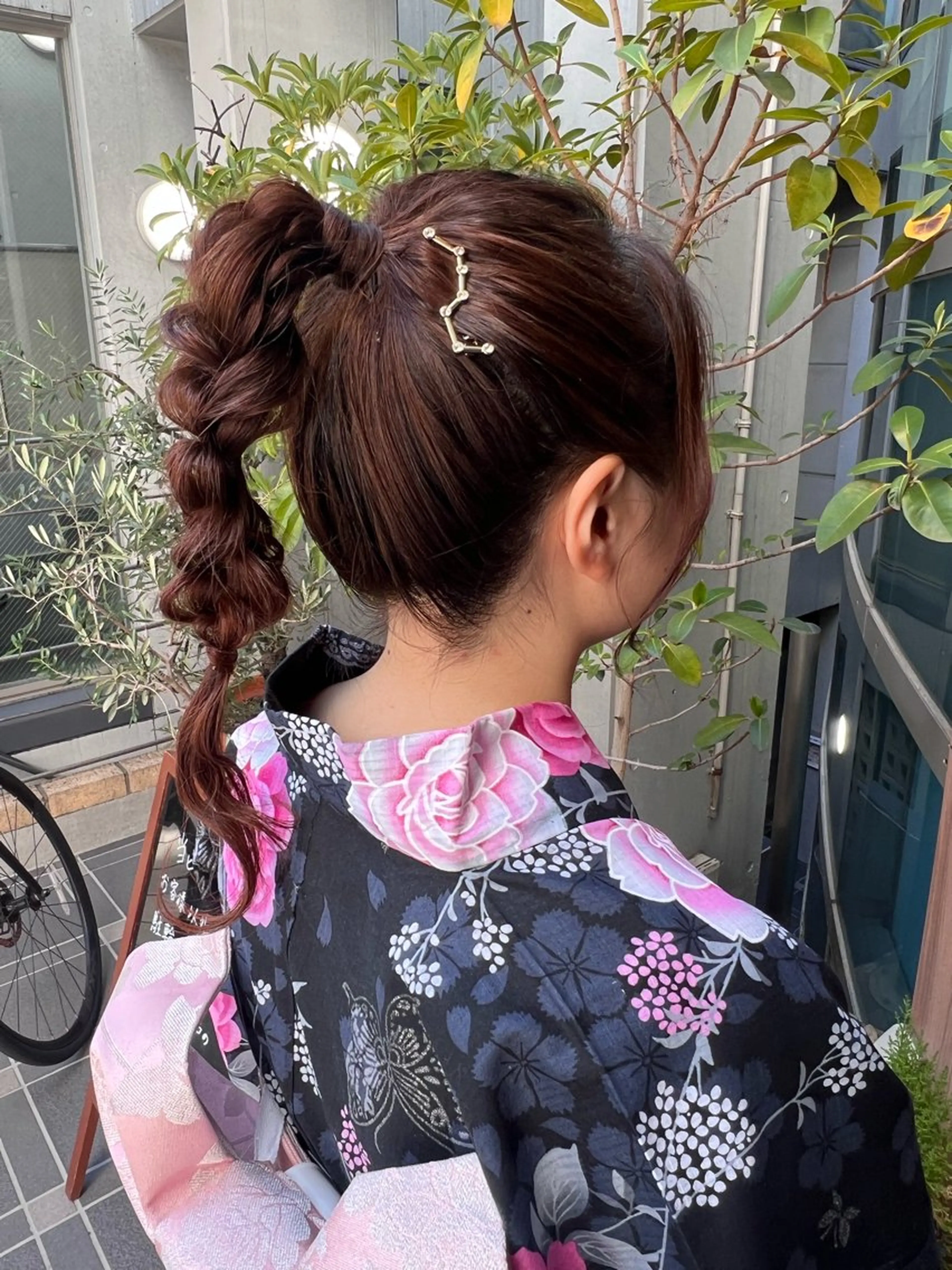 セミロング ヘアアレンジ 着付け しみず さくら🌸のヘアスタイル