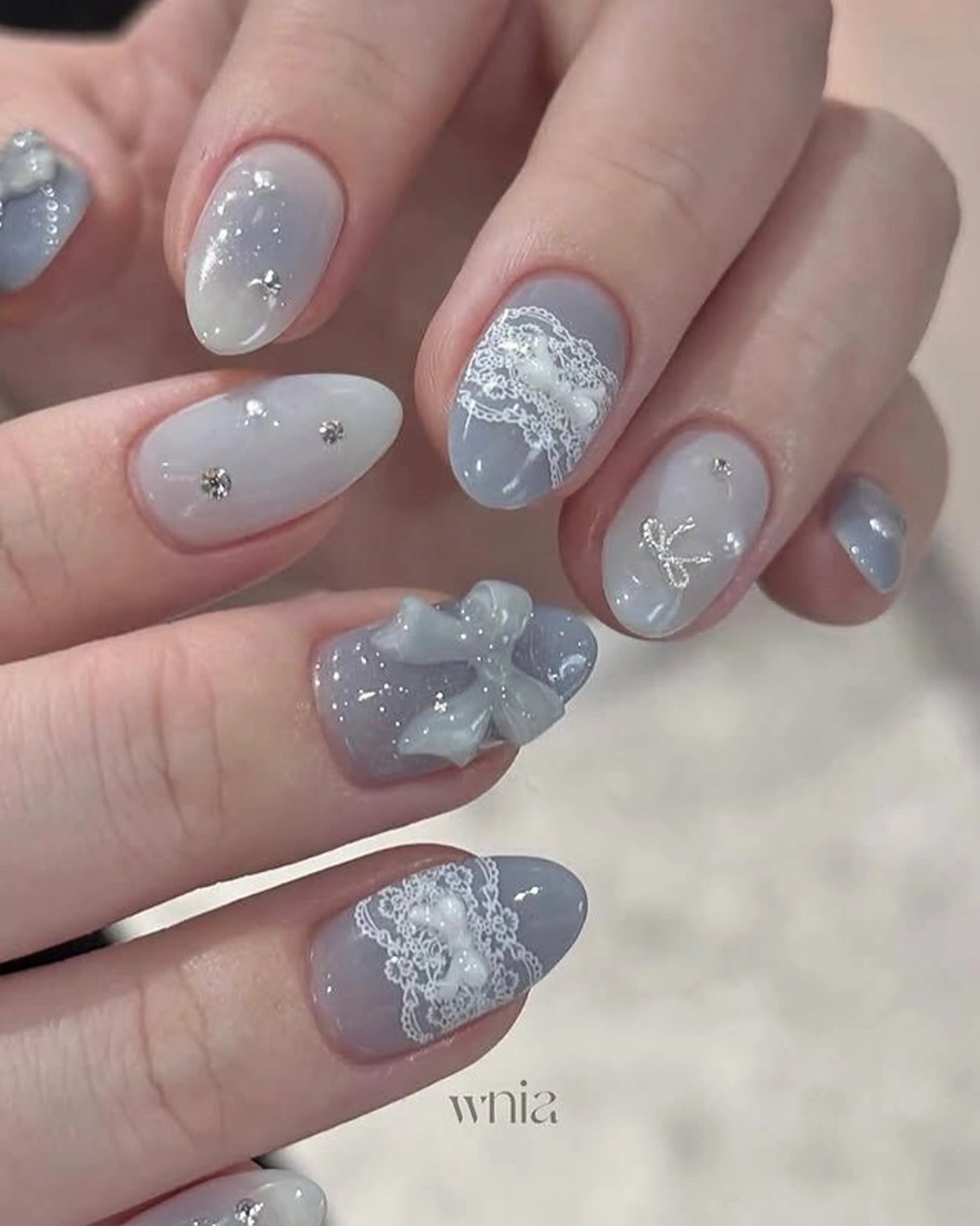 ネイル グラデーション ラメ(グリッター) マグネットネイル ミラーネイル ニュアンスネイル ハンドネイル Lumi de nails所属・Lumi de nailsのネイルデザイン