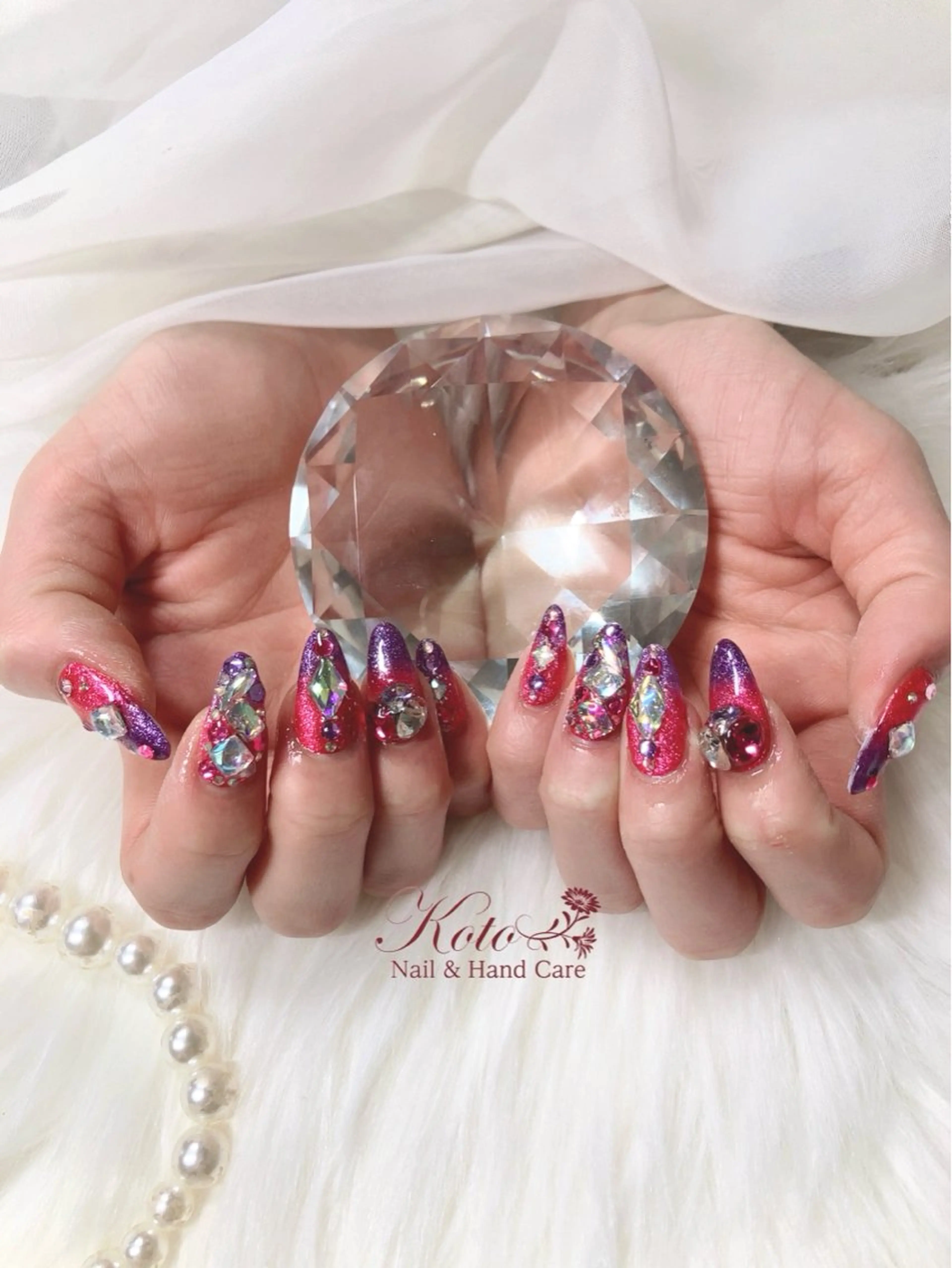 ネイル 長さ出し ジェルネイル 持ち込み ニュアンスネイル 赤色 ハンドネイル Nail Salon KOTOのネイルデザイン