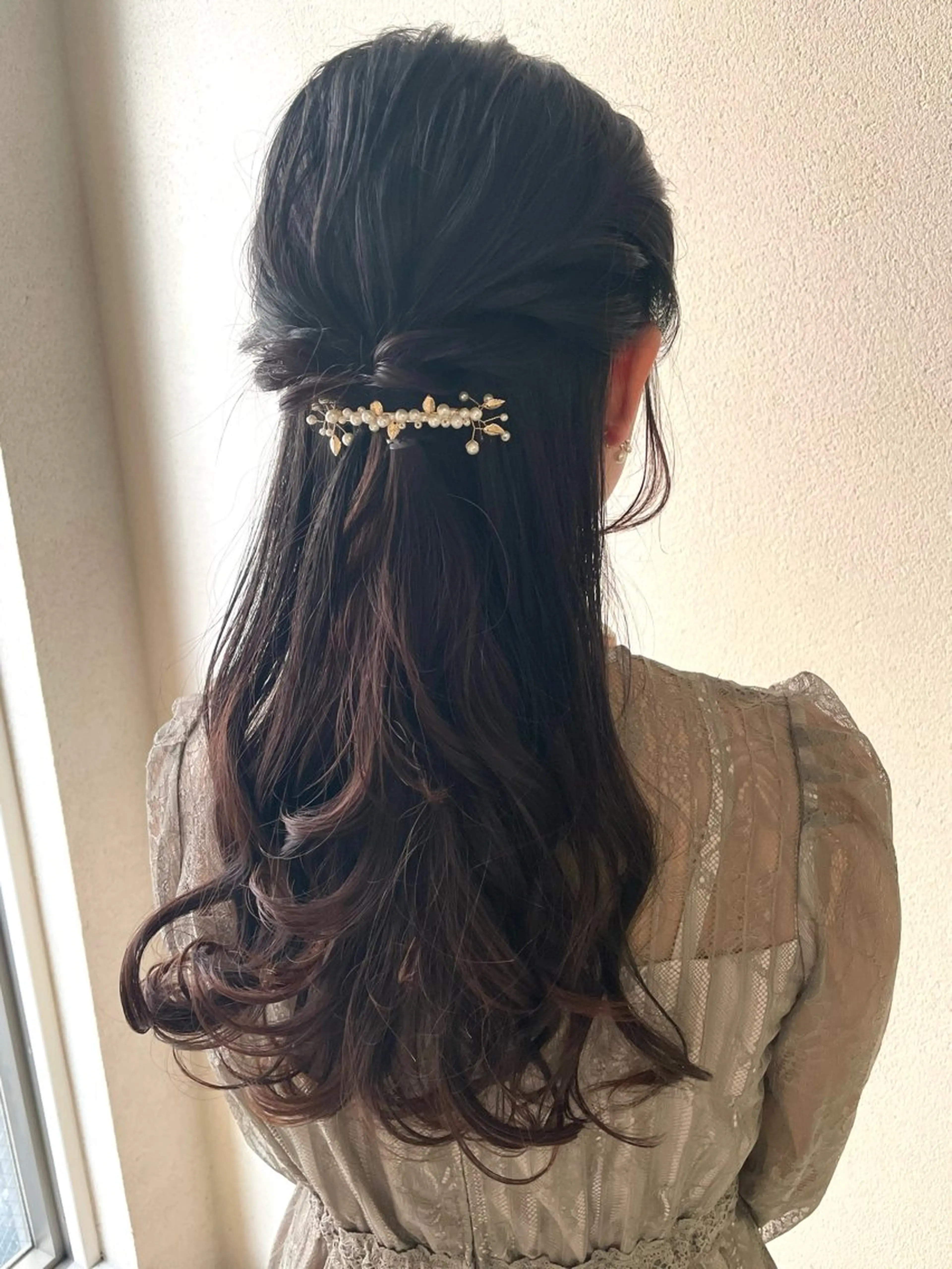 ロング ヘアアレンジ ハーフアップ ヘアセット 沢田 瞳のヘアスタイル