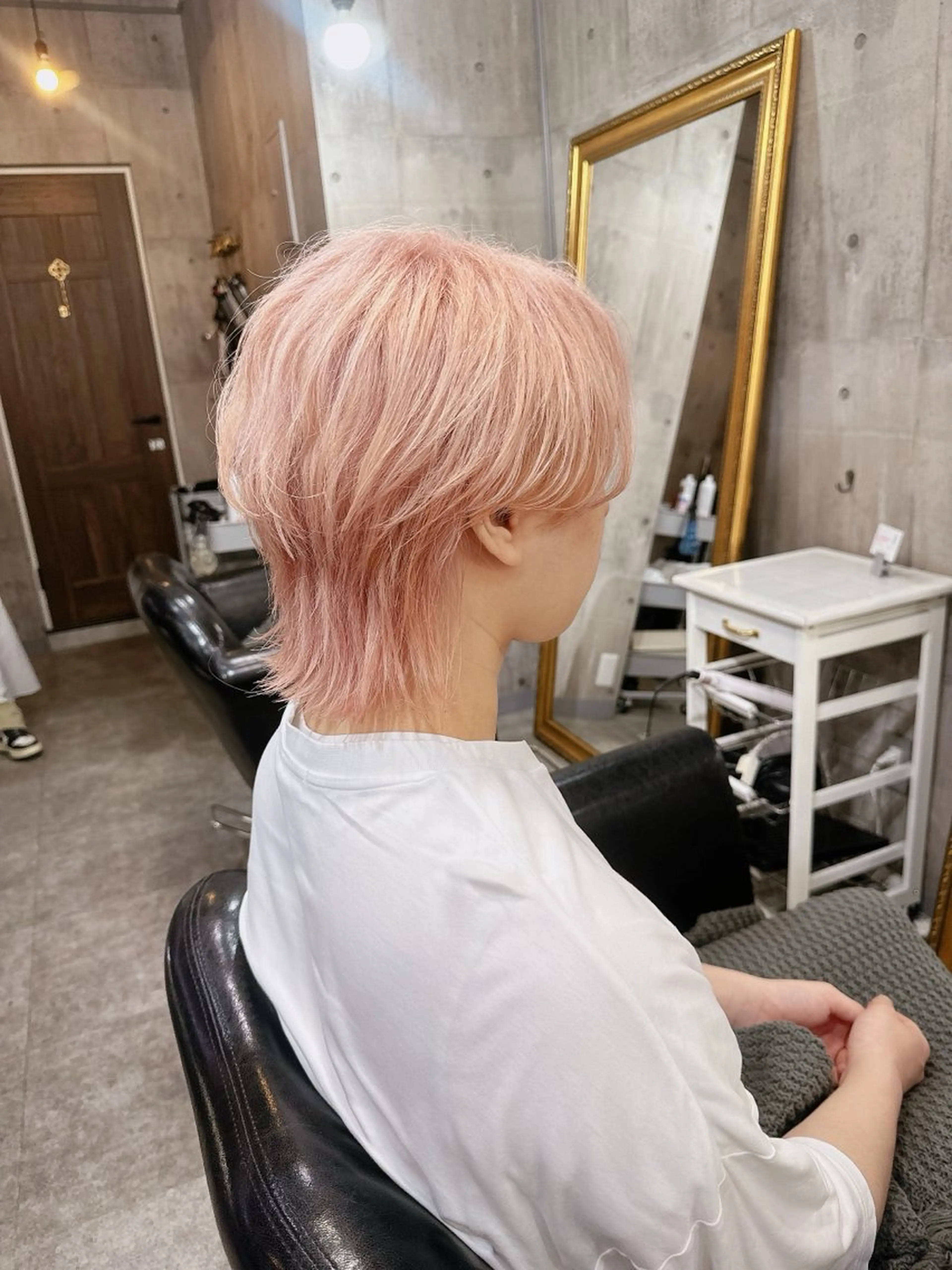 ミディアム メンズ ヘアカラー MIRACミラク所属・☀️ハイトーンボブ ☀️石川 海斗のヘアスタイル