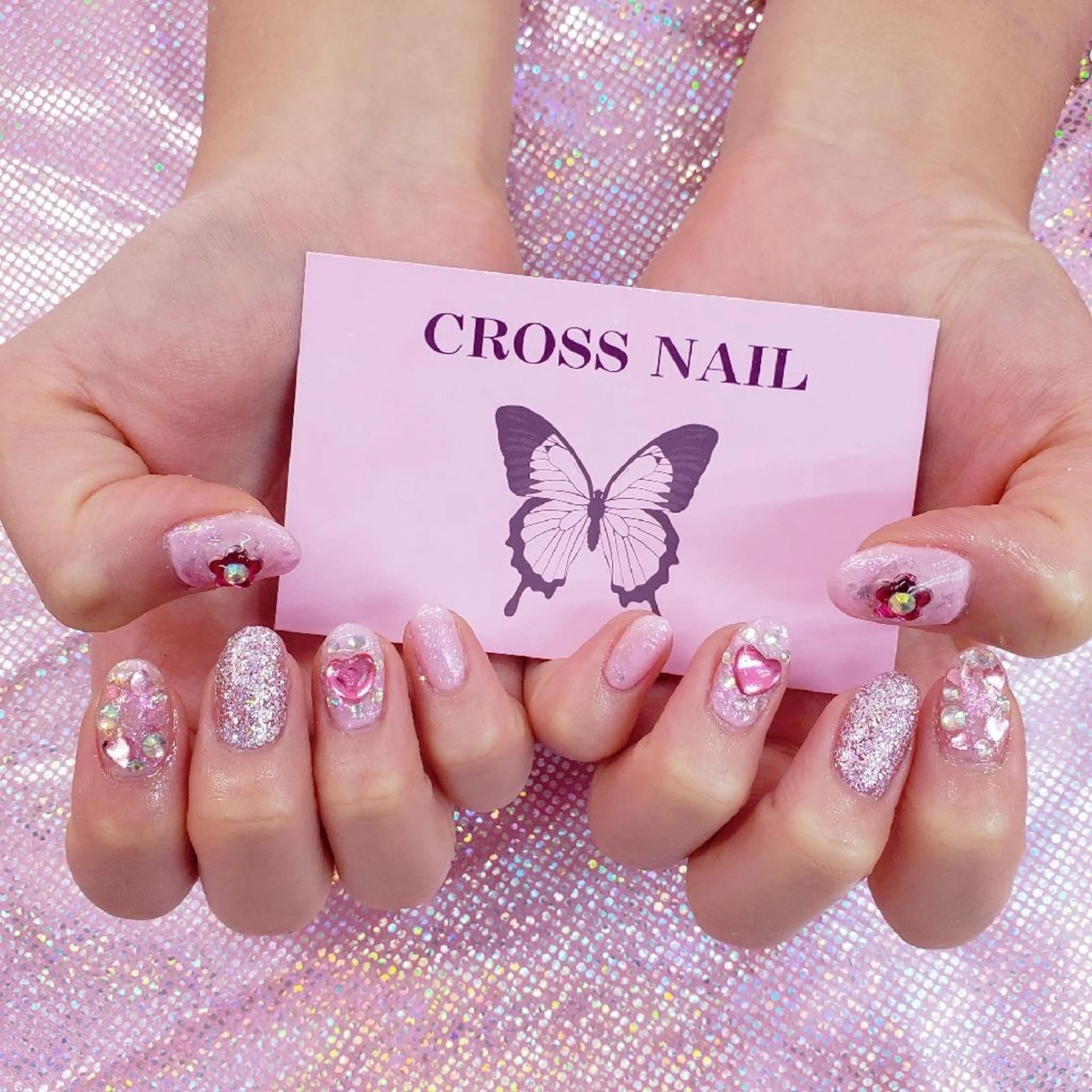 ネイル 長さ出し 氷ネイル・うるうるネイル 韓国ネイル ネイルチップ CROSS SALON/Lazy所属・CROSS  クロス　のネイルデザイン