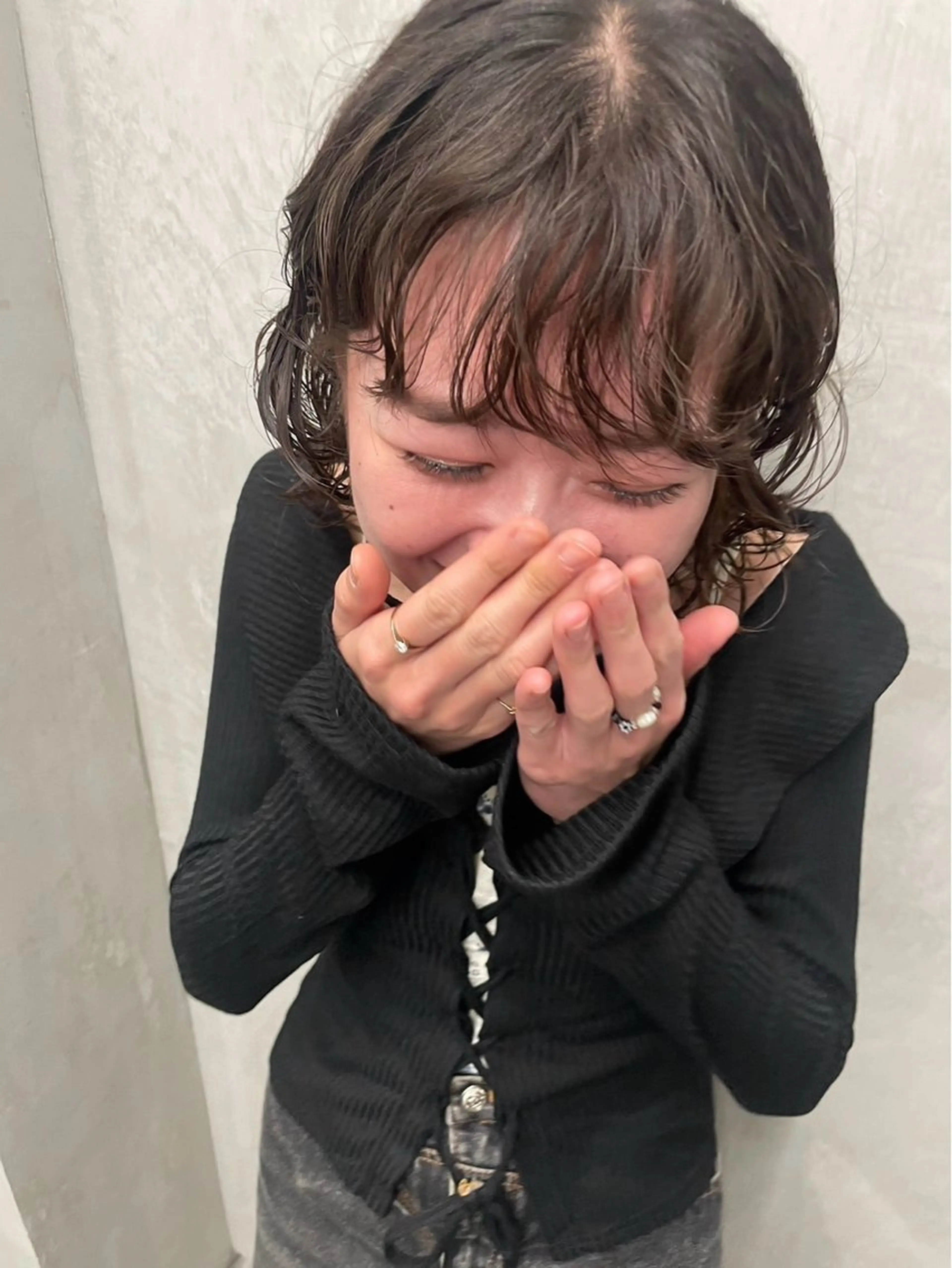 ミディアム パーマ メンズ特化×女性 施術◎清水 真之介のヘアスタイル