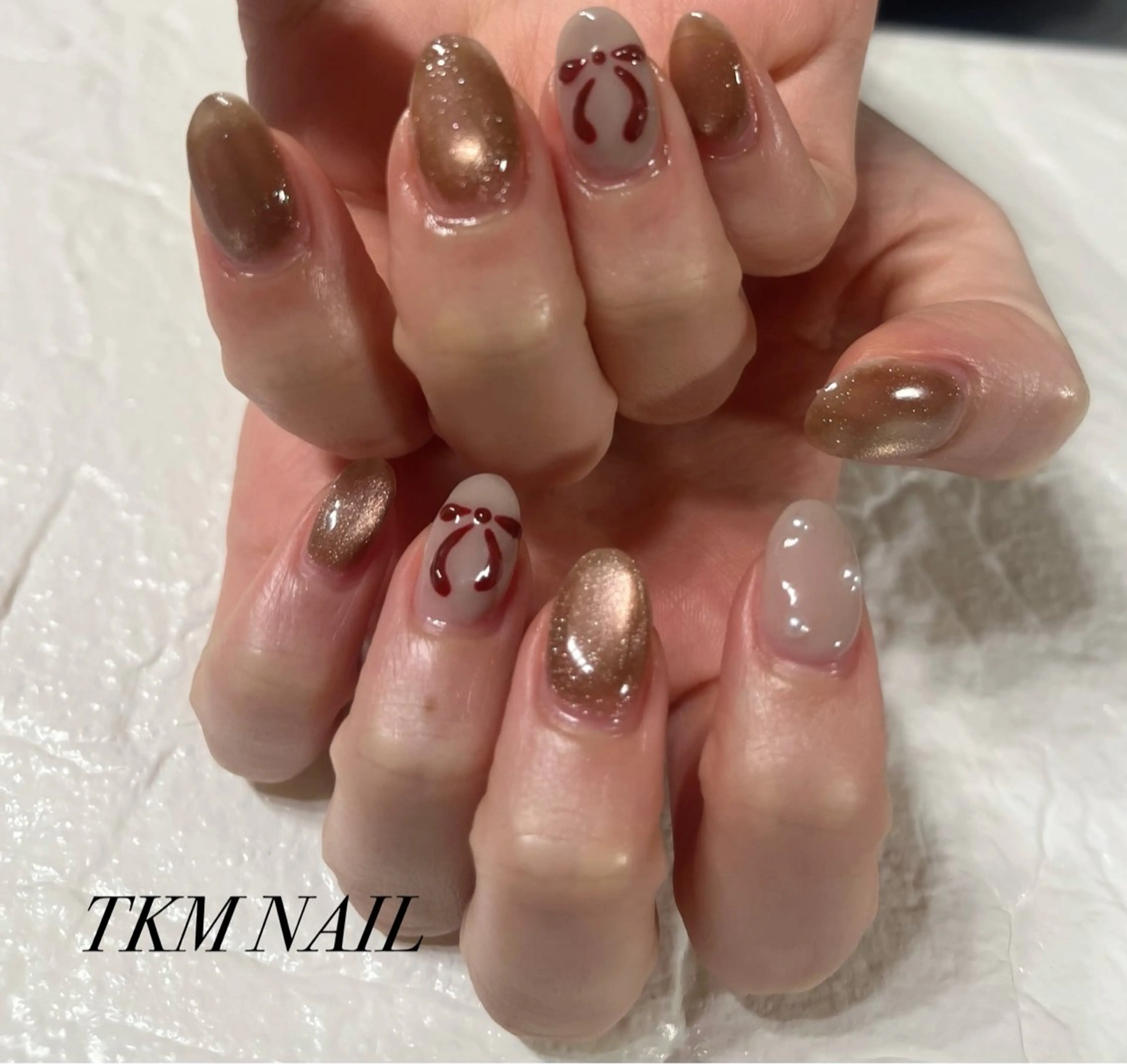 ネイル リボン シンプルネイル ______ TKM  NAILのネイルデザイン