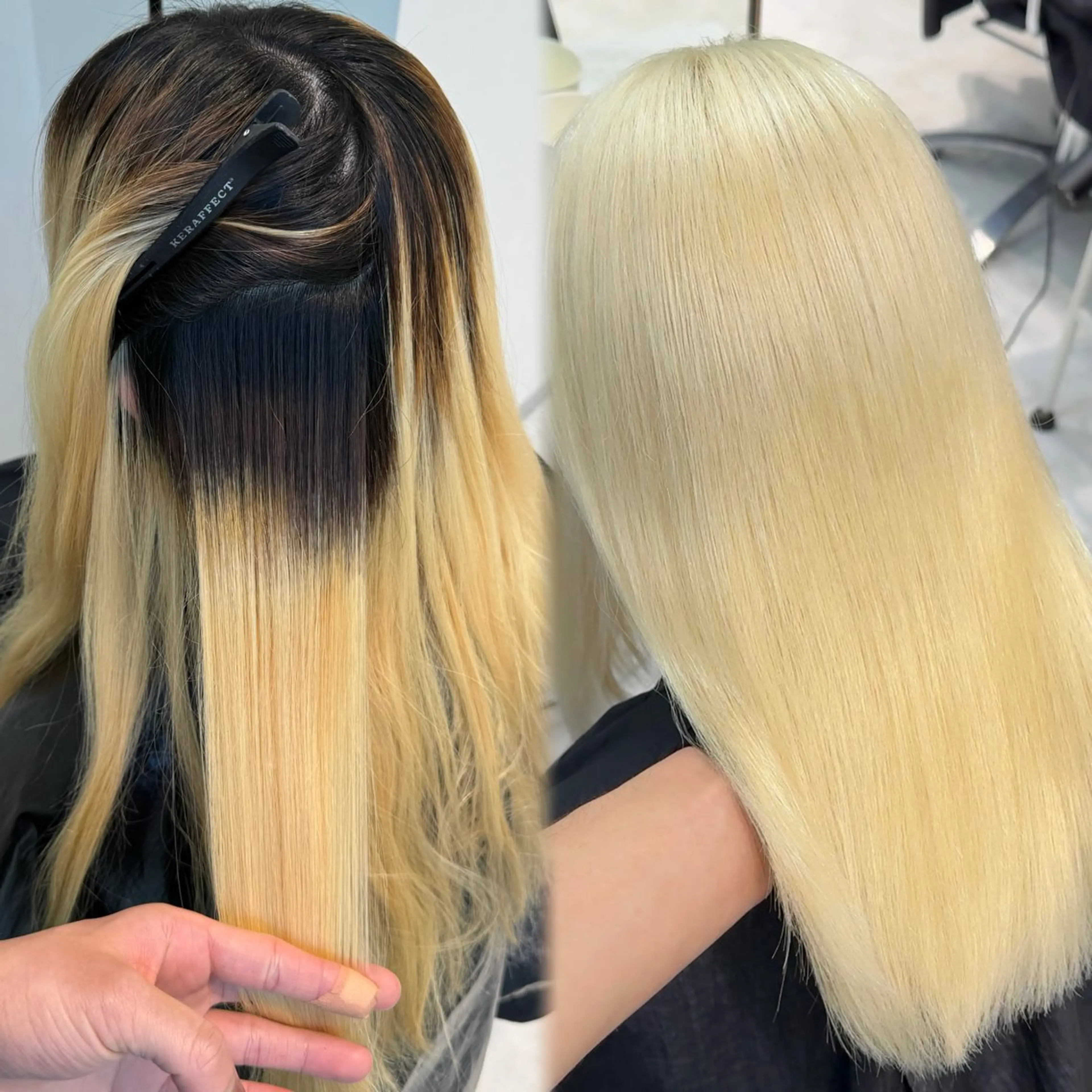 セミロング カラー ヘアアレンジ ベージュカラー ブリーチ ブロンド デザインカラー ミルクティーベージュ ヘアカラー ハイトーン職人/ ムラ修正/拓真のヘアスタイル