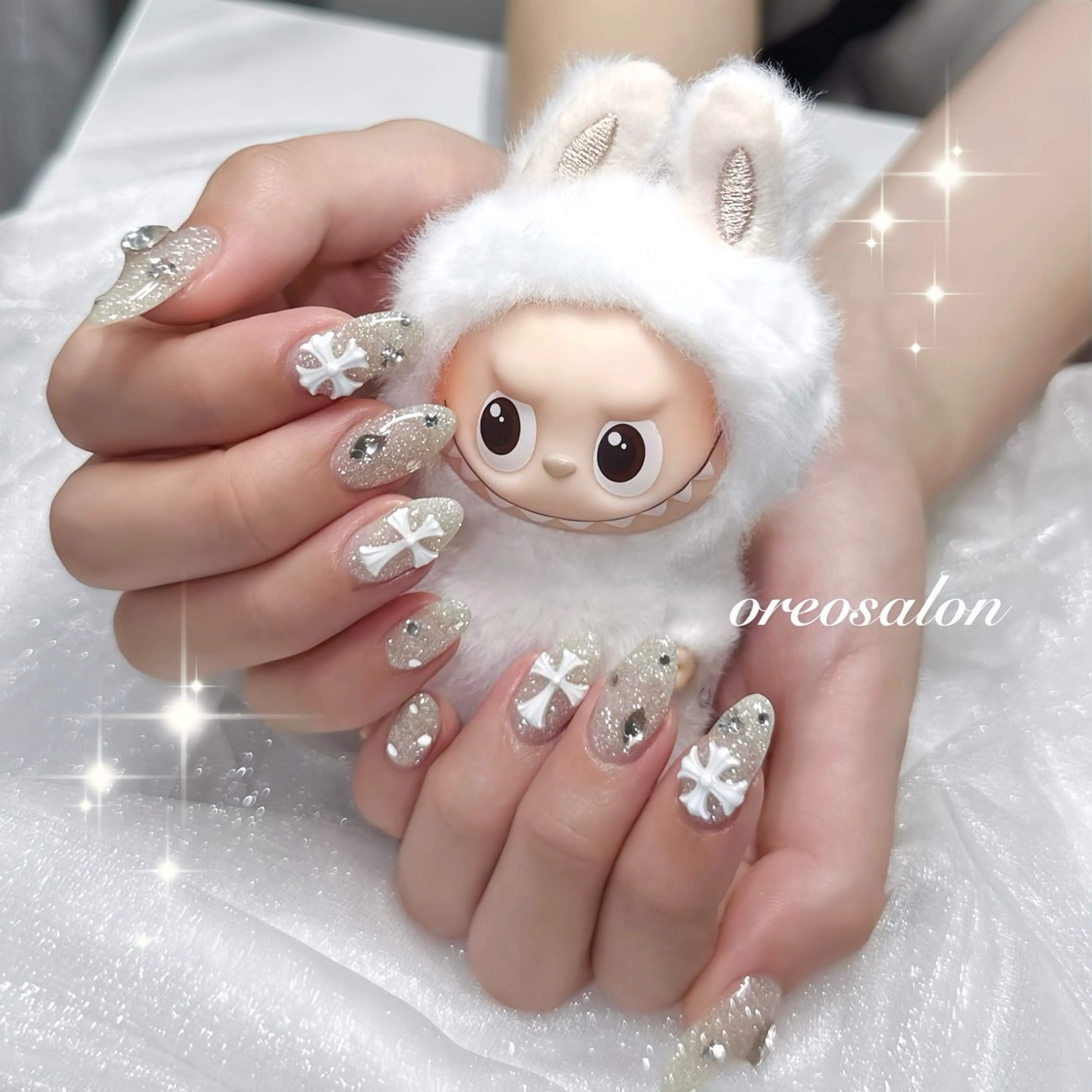 ネイル フラッシュネイル ジェルネイル ガーリー ハート キラキラネイル oreo salon miyu 池袋のネイルデザイン