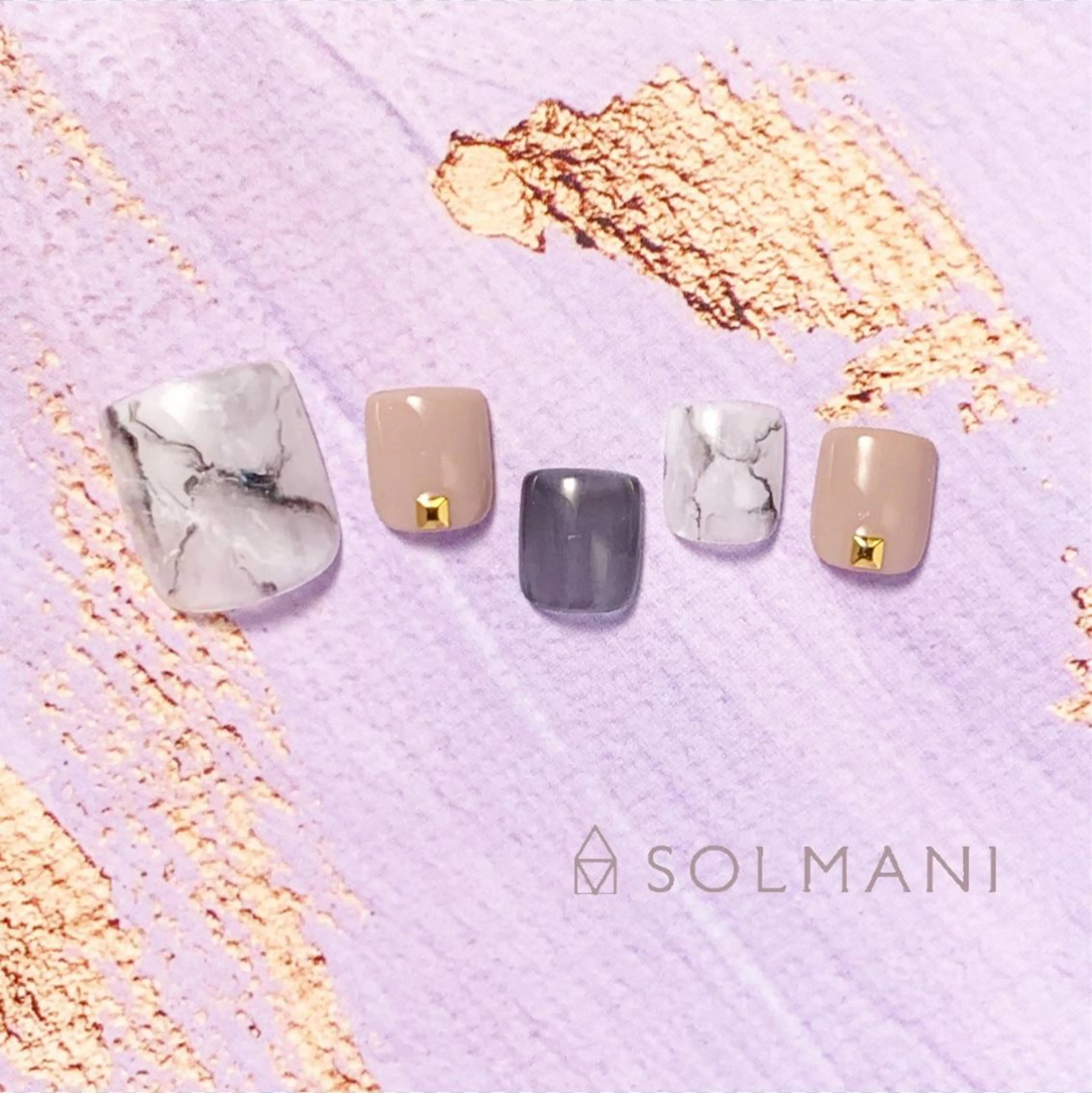ネイル フットネイル 大理石ネイル(マーブル) SOLMANI 予約担当のネイルデザイン