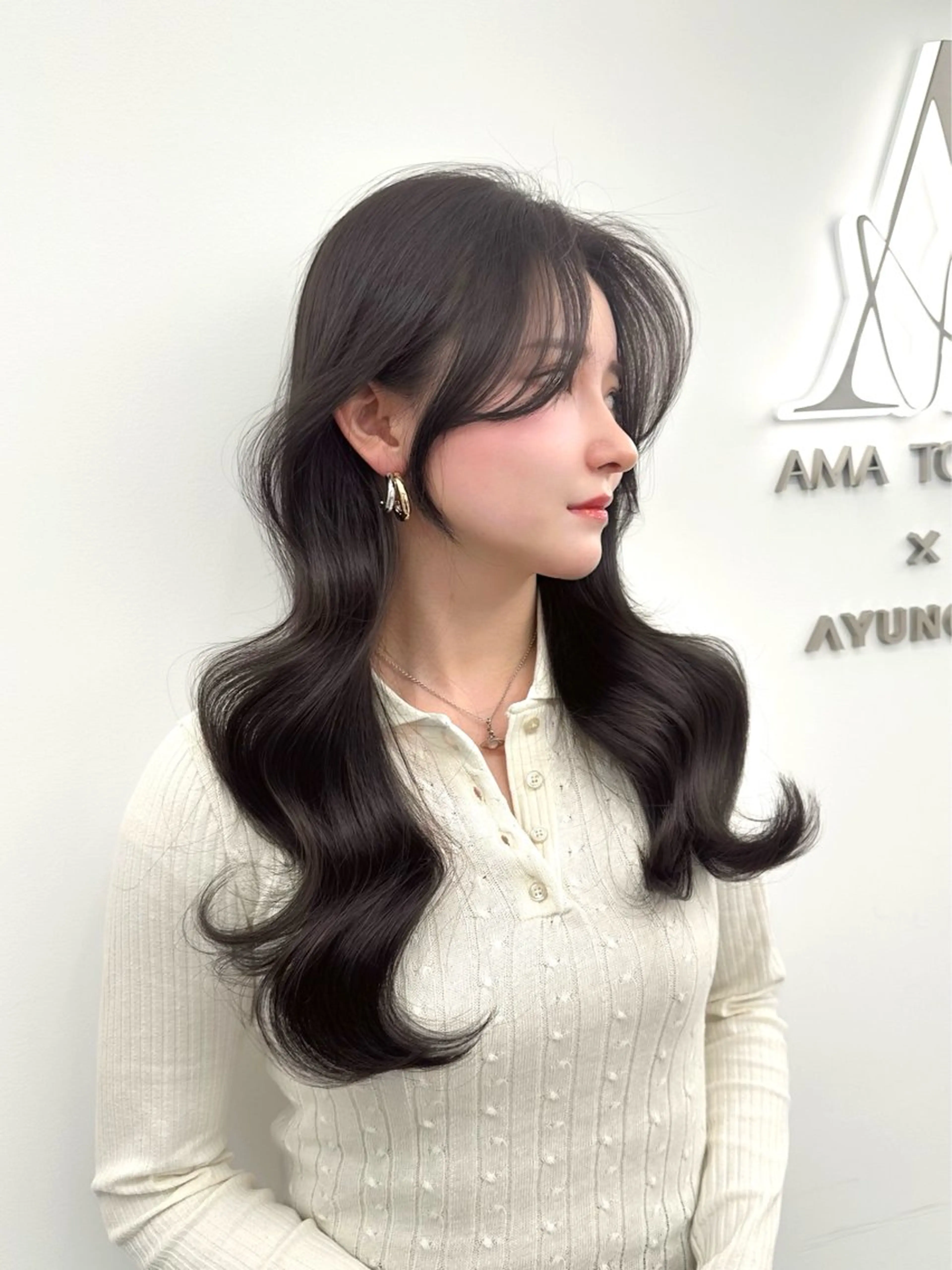 ロング カラー 顔周りカット サイドバング 小顔カット カット ヘアカラー トリートメント 🇰🇷韓国風くびれ ヘア🇰🇷中村優大のヘアスタイル