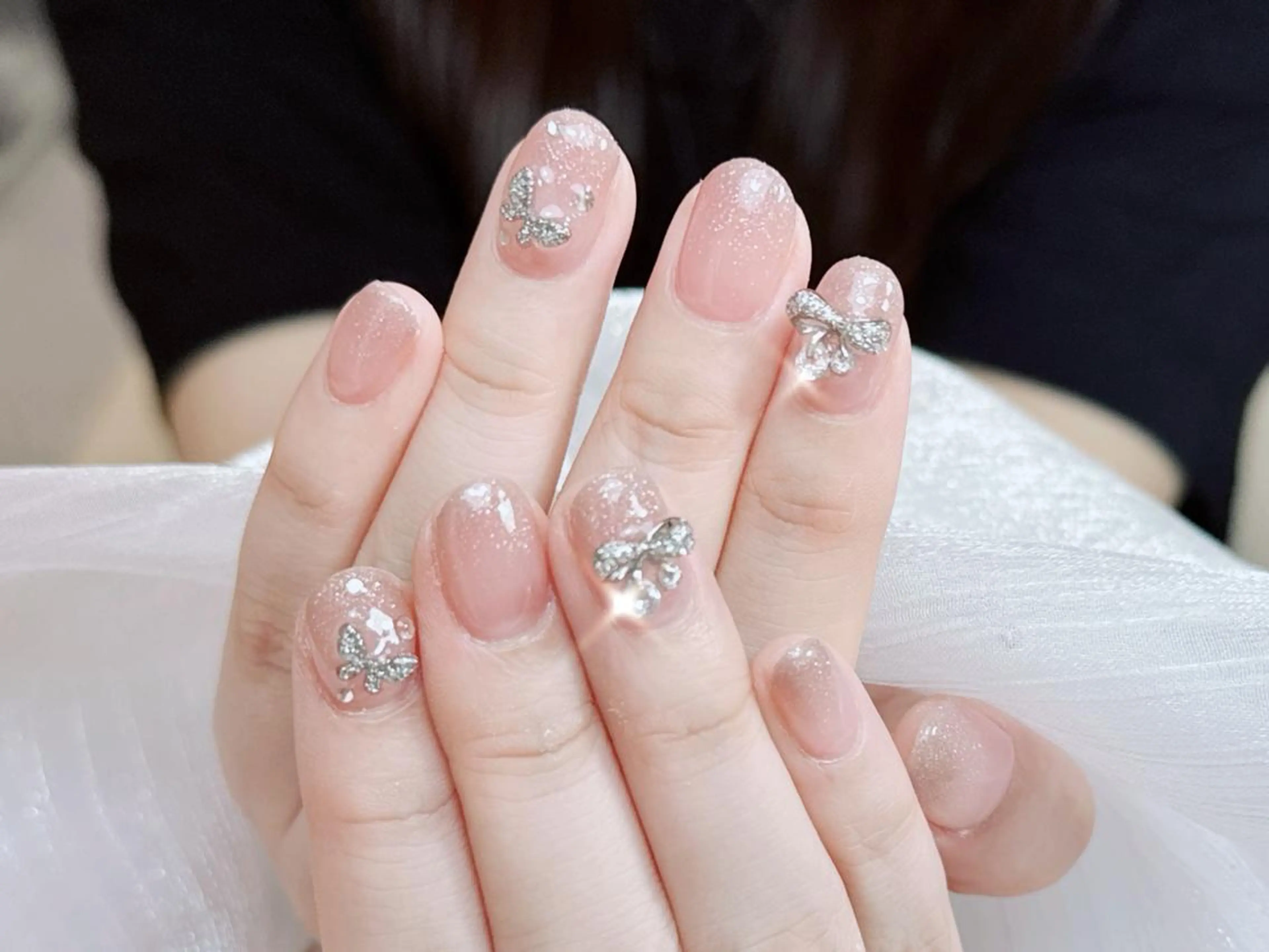 ネイル オーロラネイル チークネイル 長さ出し フットネイル フレンチネイル ハンドネイル ハンドケア yumi nailのネイルデザイン