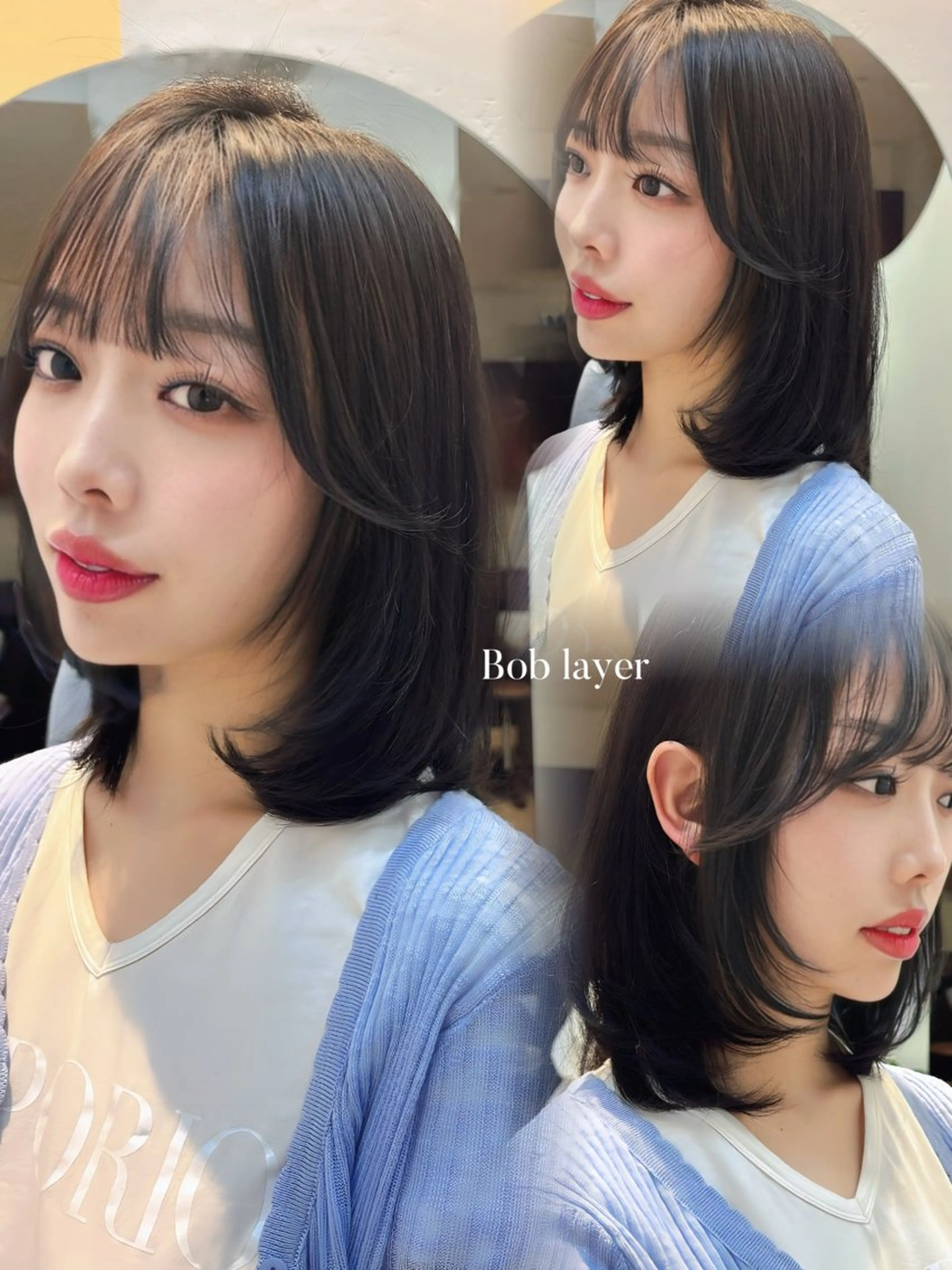 ミディアム ボブレイヤー ボブ レイヤーカット カット ヘアカラー レイヤーカット ♥kanaのヘアスタイル