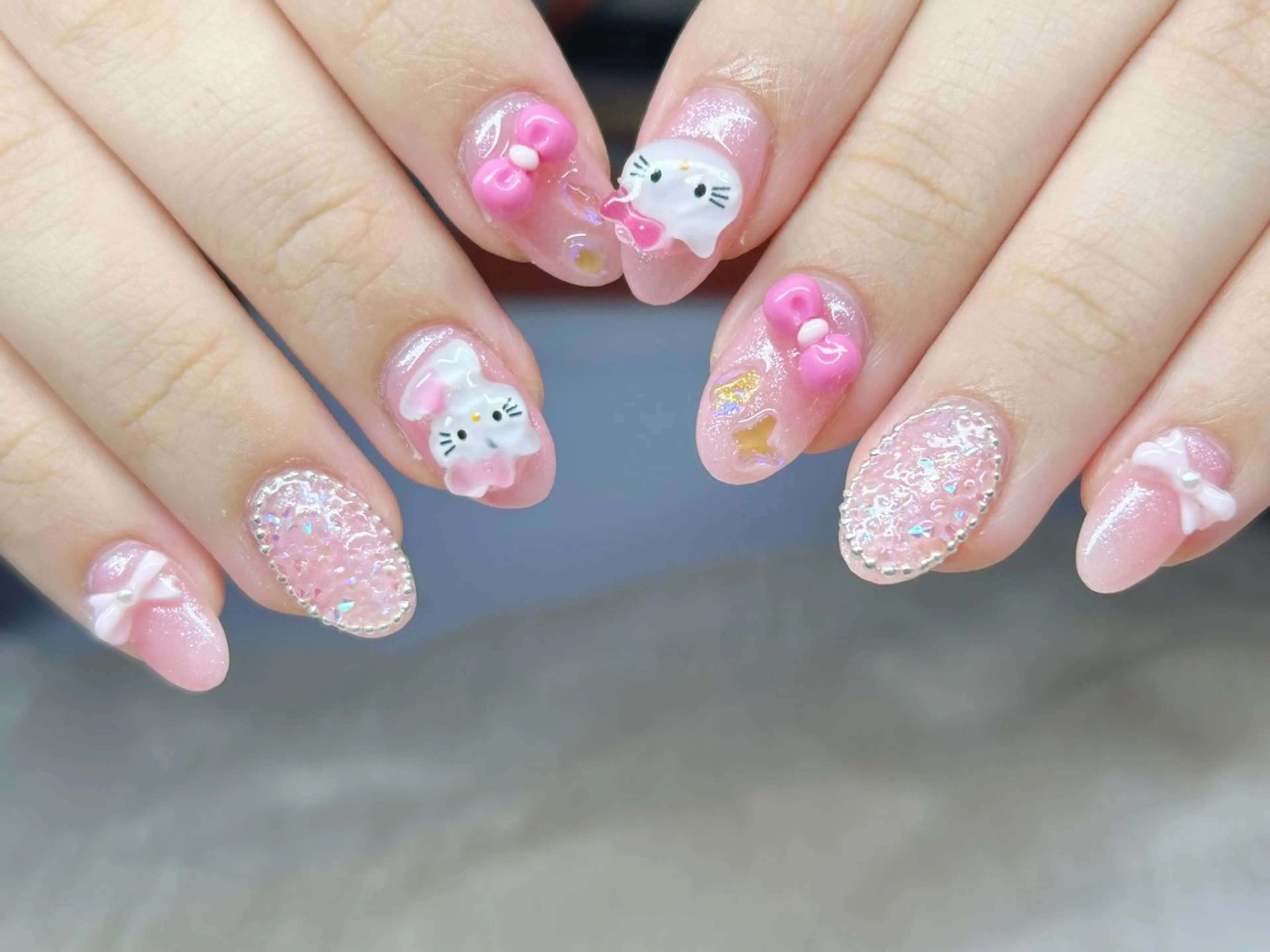 ネイル アートネイル チークネイル 成人式 入学式 長さ出し Lino Nailのネイルデザイン