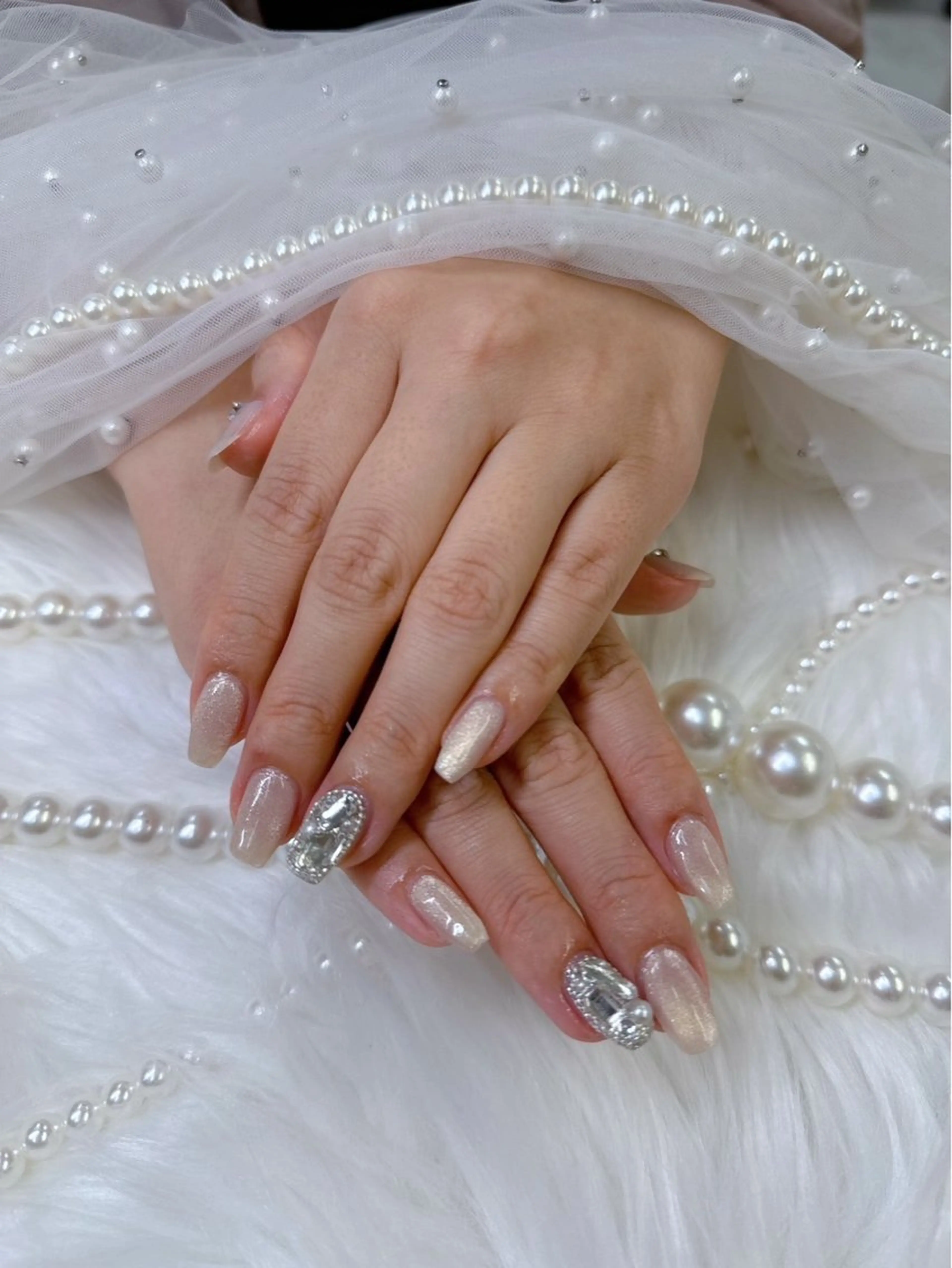 ネイル アートネイル フットネイル フレンチネイル ガラスフレンチ ハート クイーンズネイル銀座所属・Queeens nailのネイルデザイン