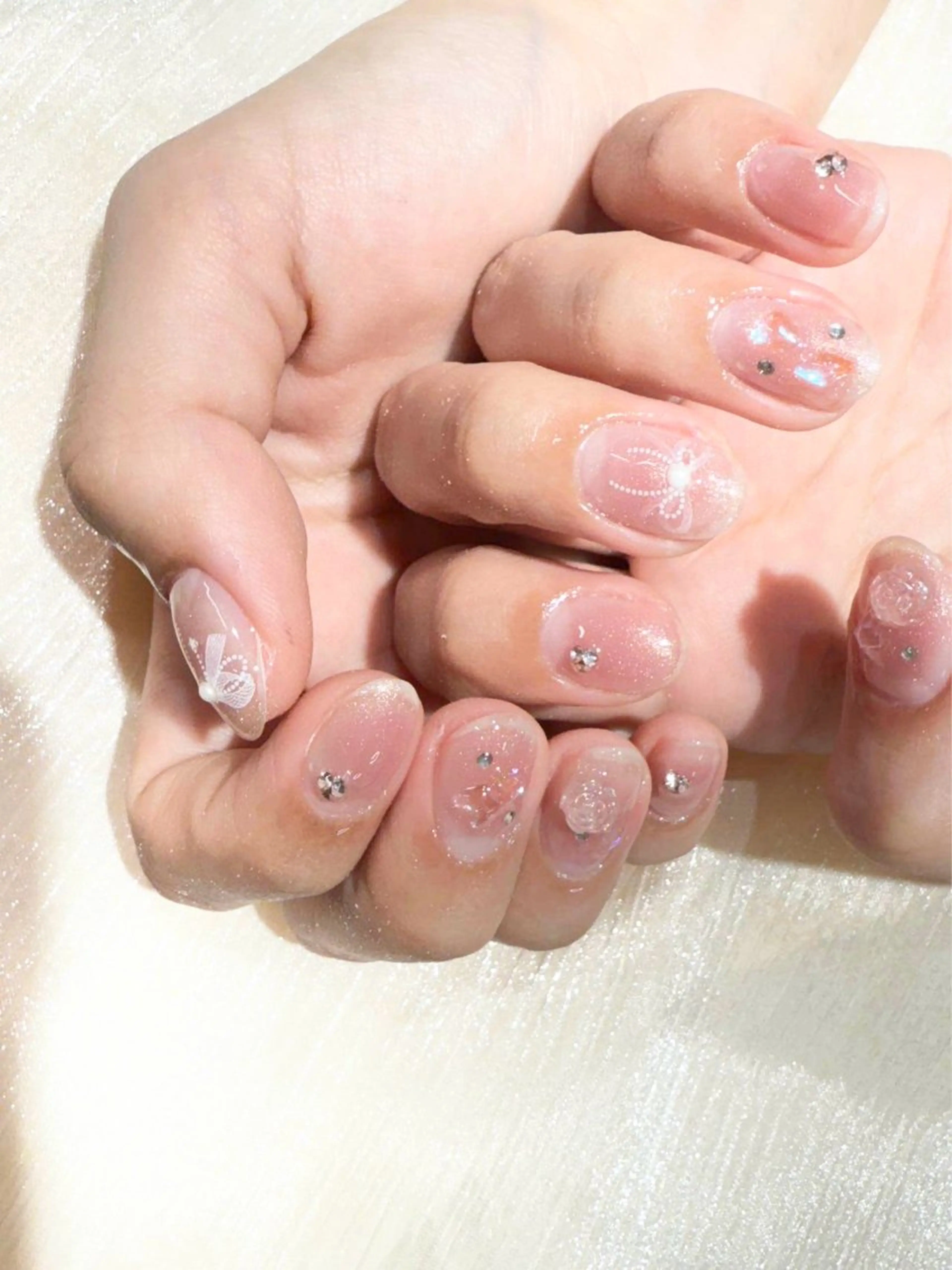 ネイル チークネイル 長さ出し フレンチネイル ガーリー 韓国ネイル sun nail池袋 モデル募集のネイルデザイン