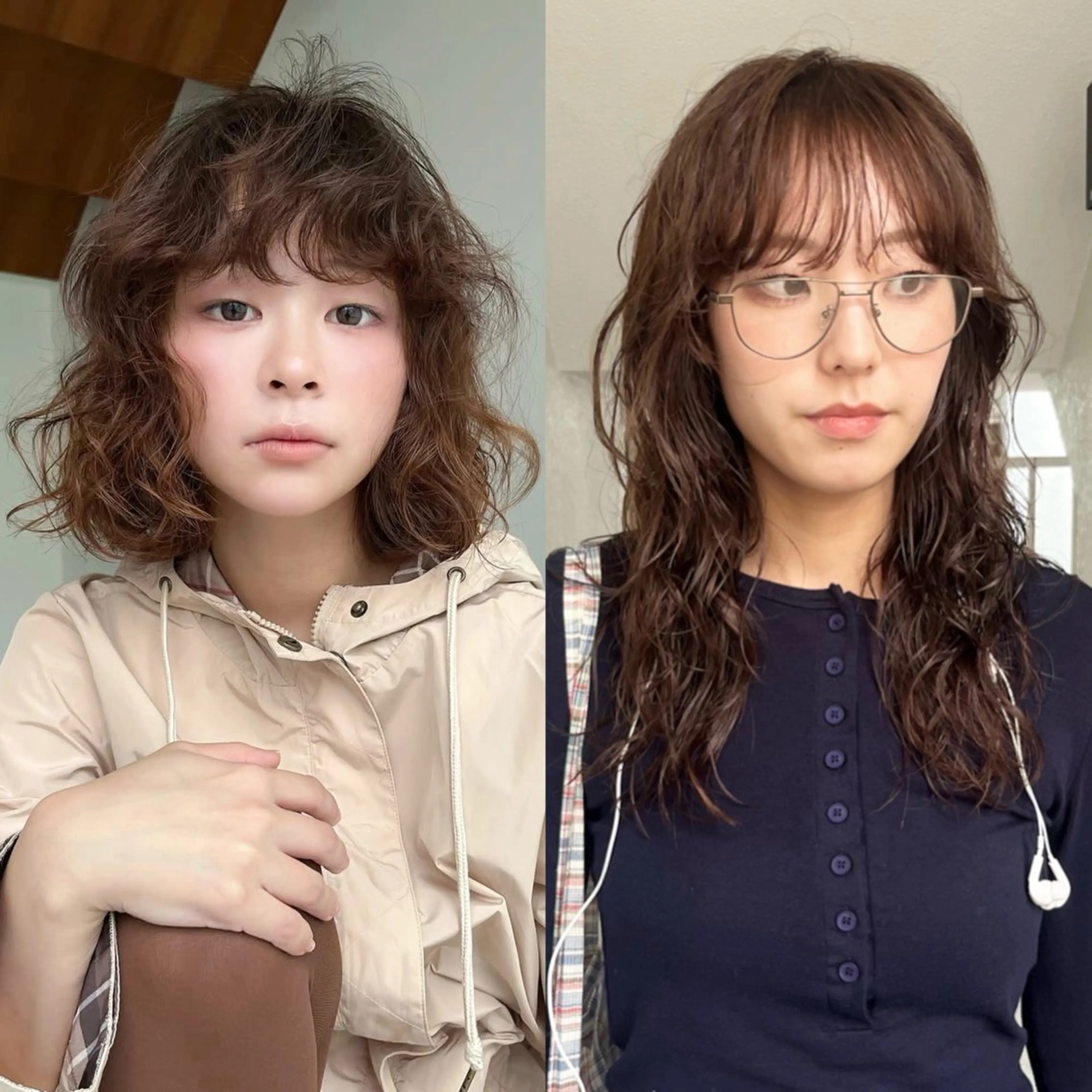 ミディアム カラー パーマ レイヤーカット🍏 パーマ/ののかのヘアスタイル