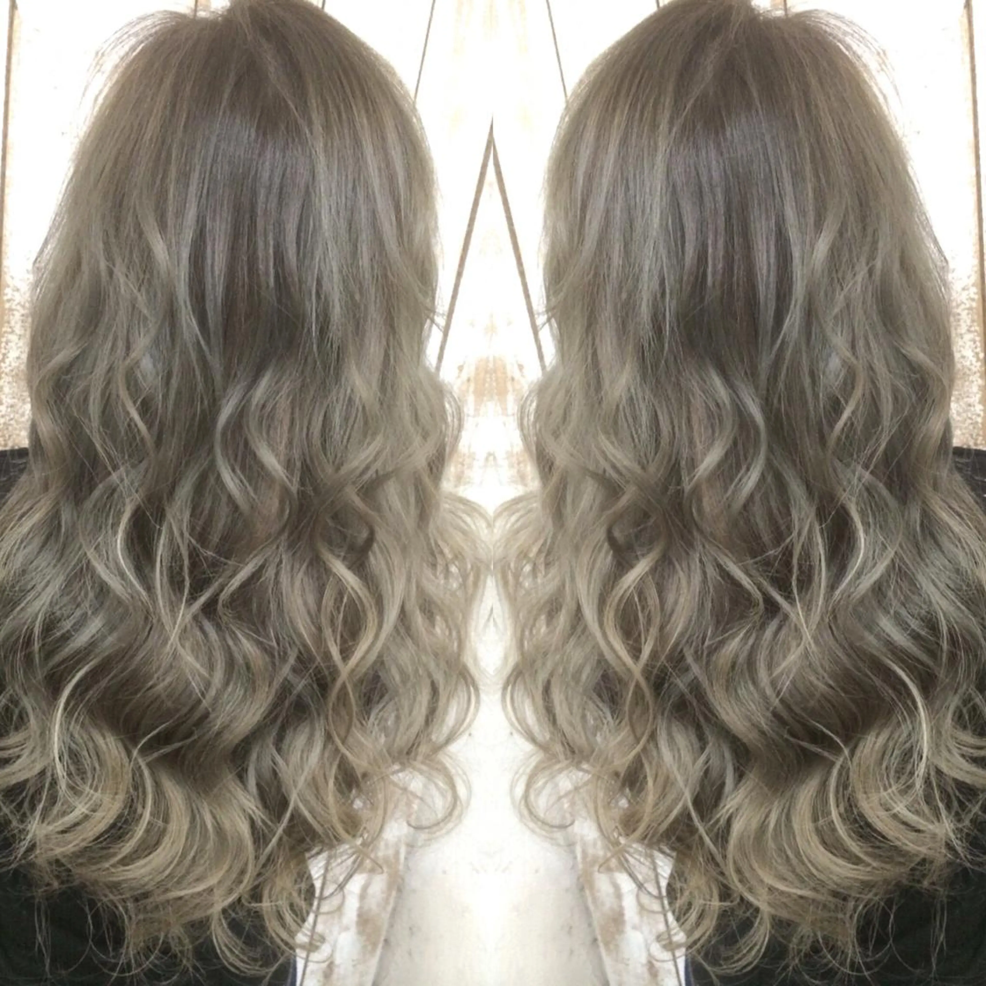 ロング カラー ハイライトカラー シルバー 3Dハイライト ハイライト ヘアカラー トリートメント 井上 一平のヘアスタイル