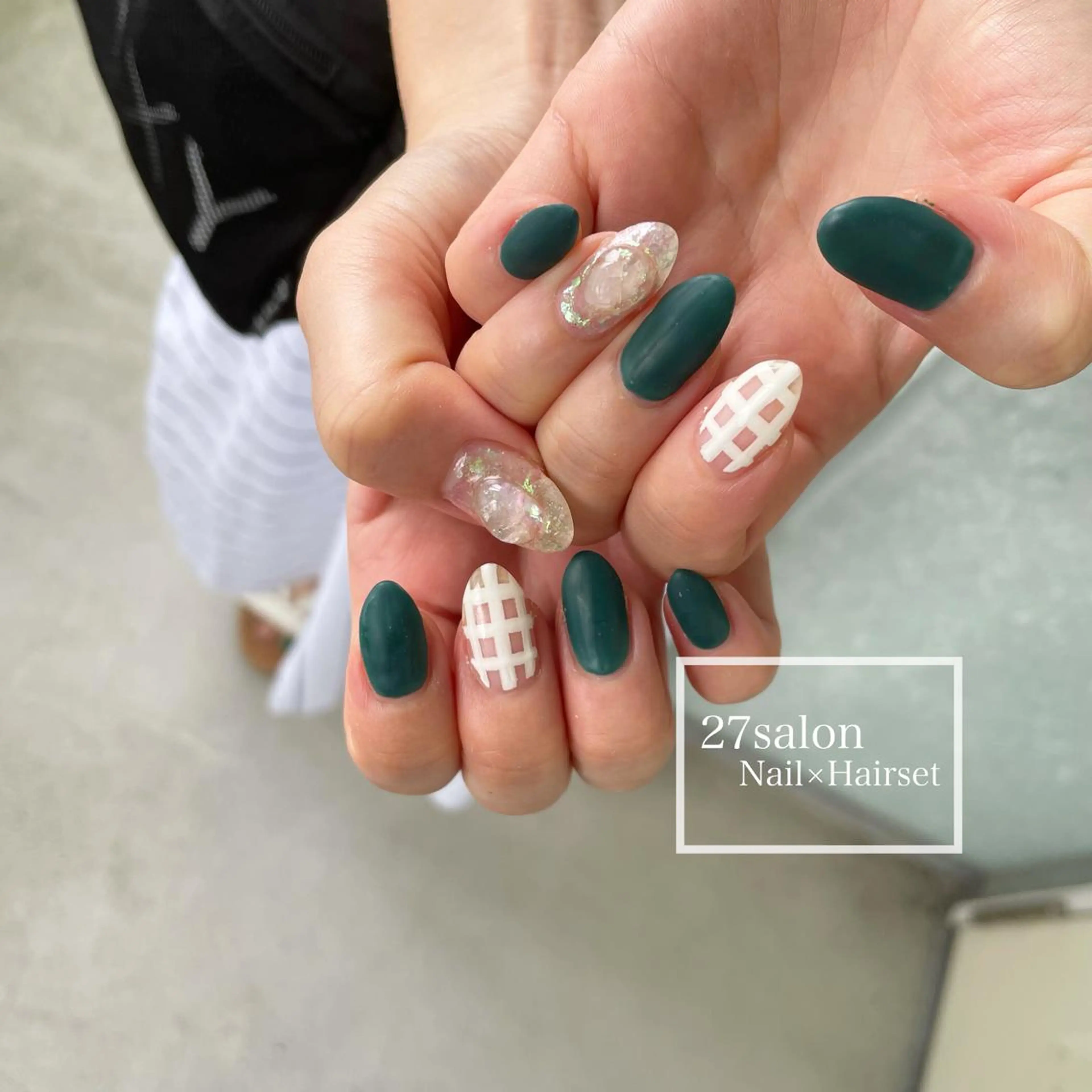 ネイル グリーン 韓国ネイル 27salon yuinaのネイルデザイン