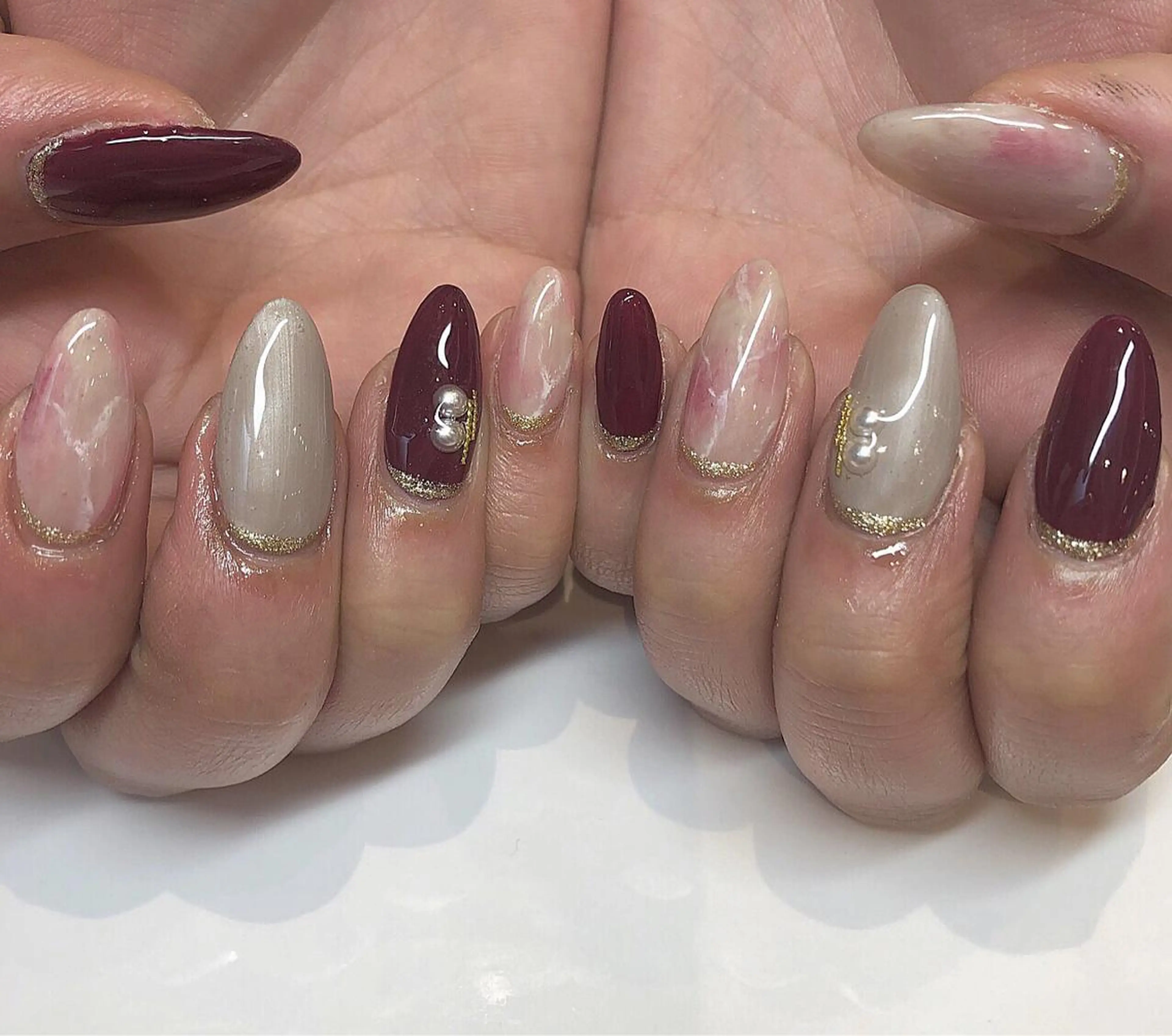 ネイル 大理石ネイル(マーブル) ハンドネイル 鶴田୨ৎmaison de NALIのネイルデザイン