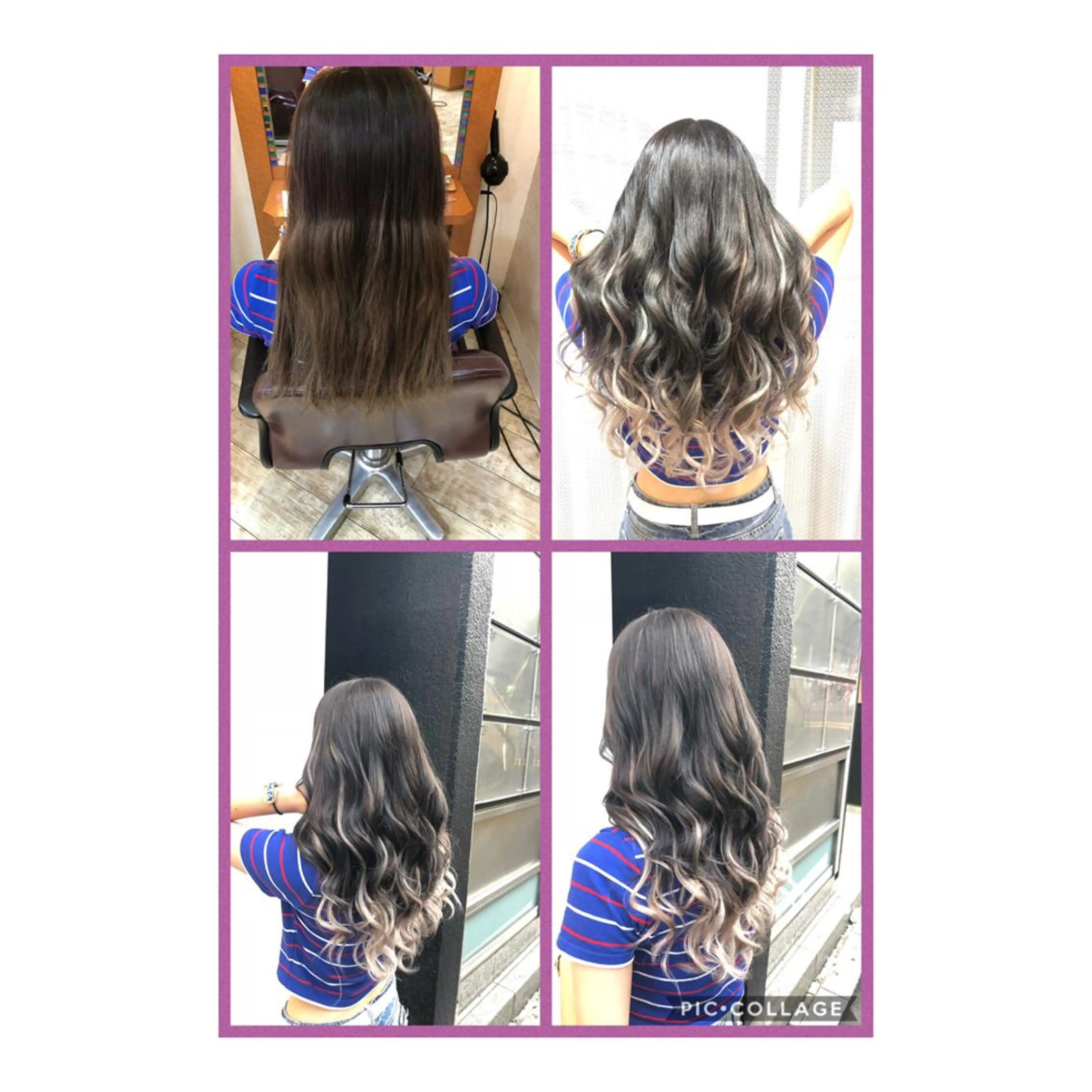 セミロング カラー アッシュ ハイトーンカラー エクステ 100%髪質改善特化 TRUNSのヘアスタイル