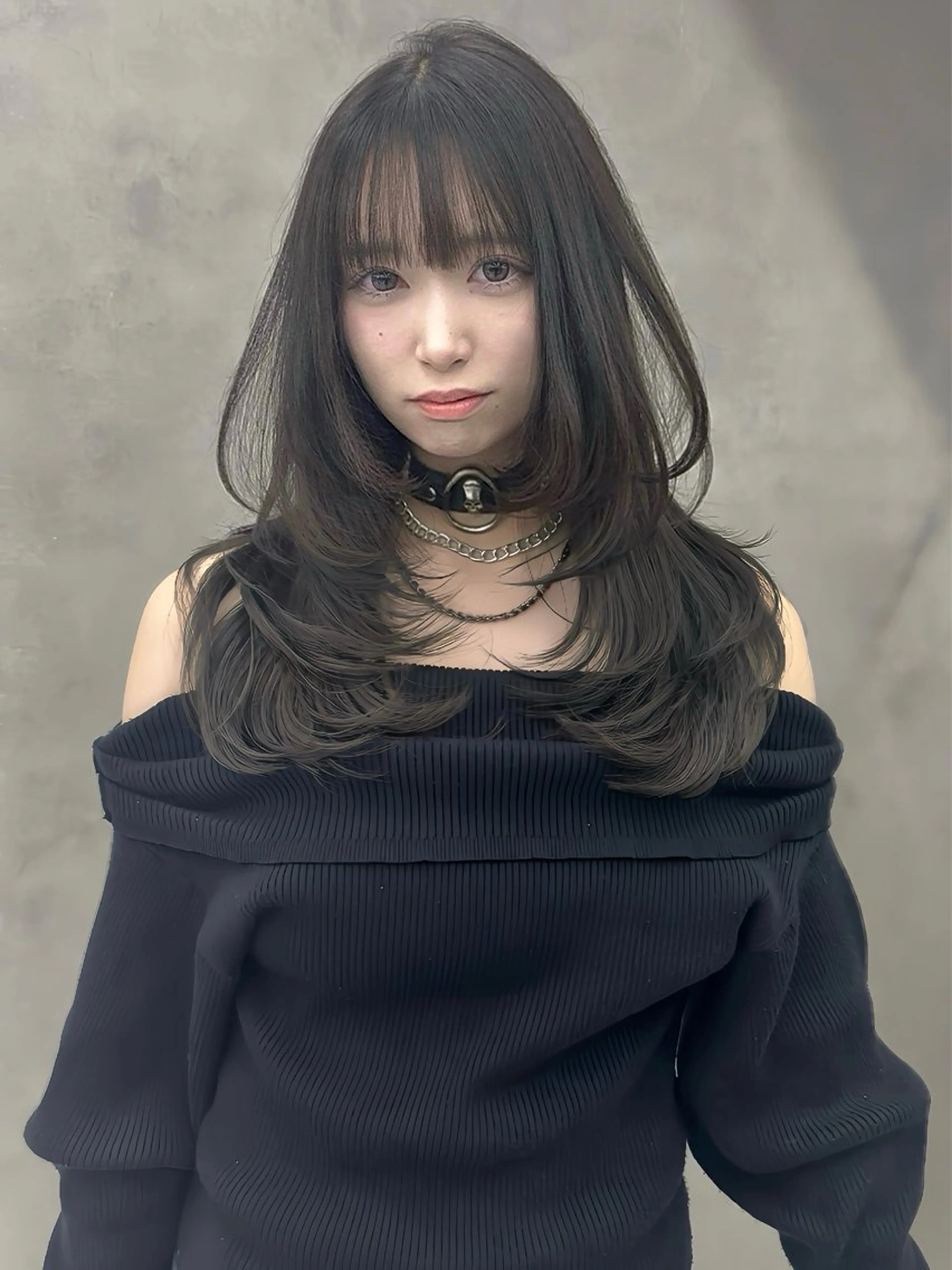 ロング ボブ くびれヘア ハッシュカット 髪質改善 韓国風ヘア カット ヘアカラー AIVAN所属・レイヤーカット 【瑠己】のヘアスタイル