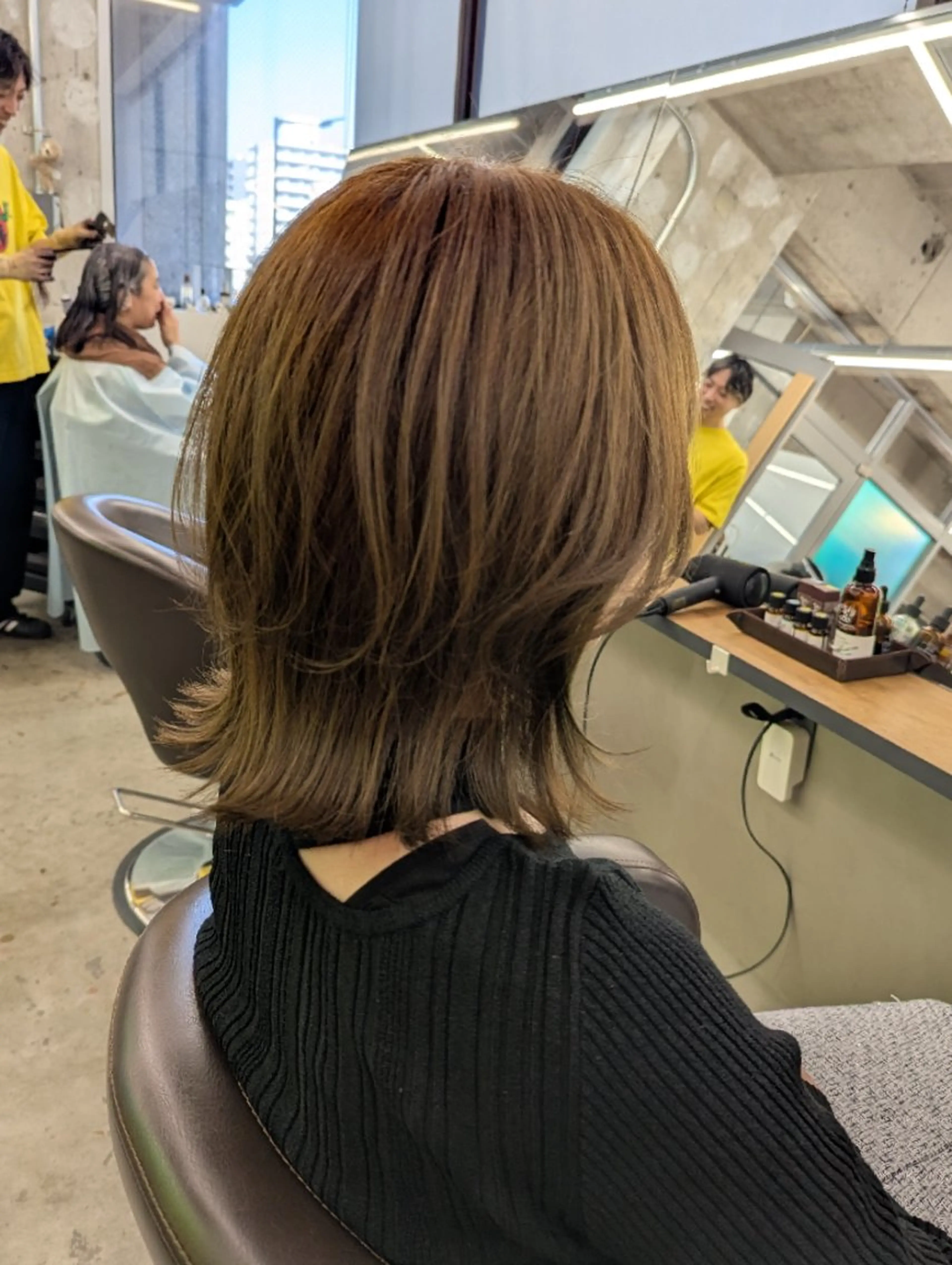 カラー ミディアム 透明感カラー ボブ くびれヘア 顔まわりレイヤー 顔周りカット カット ヘアカラー トリートメント newi 天王寺　 masakoのヘアスタイル