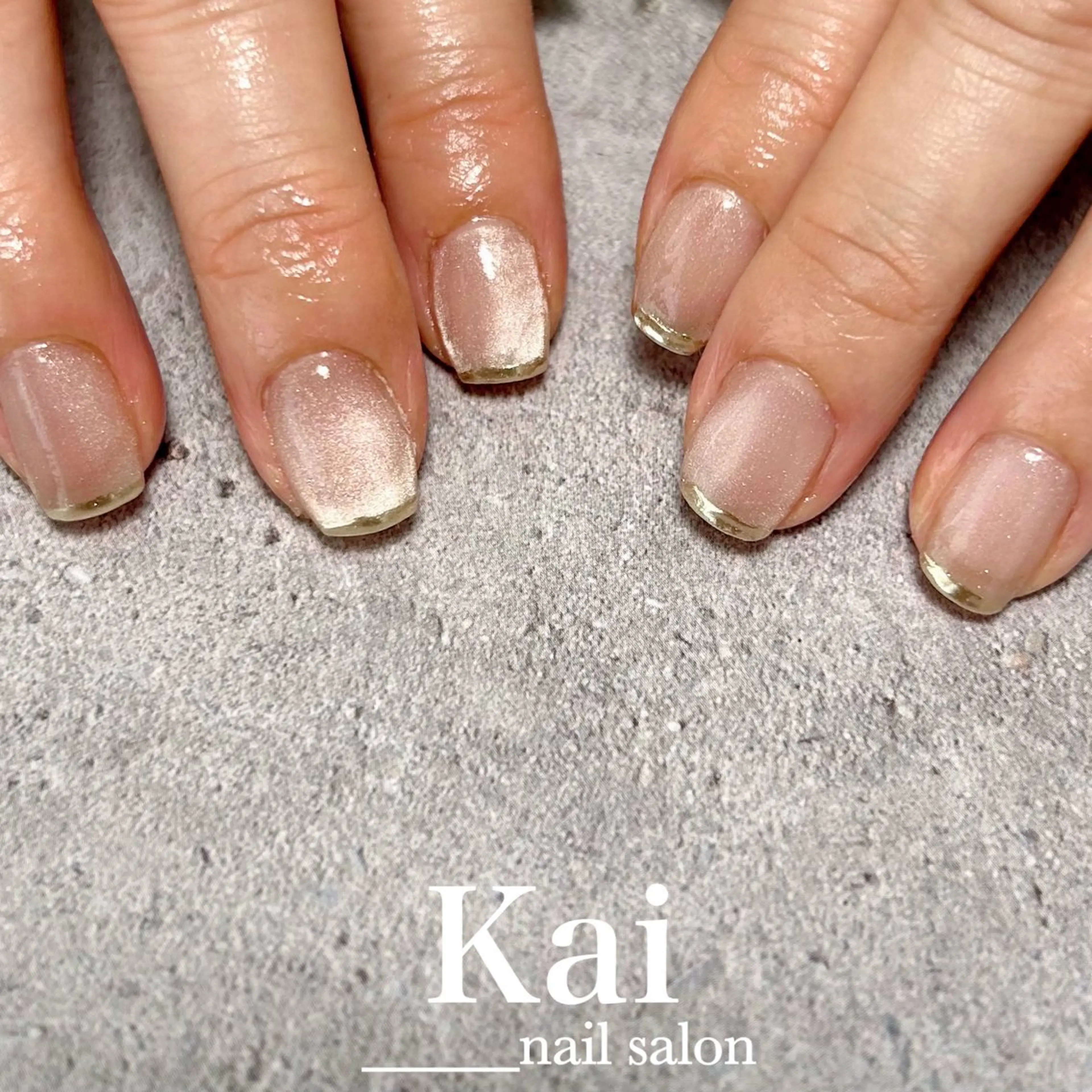 ネイル フレンチネイル ゴールド 韓国ネイル マグネットネイル ミラーネイル ハンドネイル Kai  nail Mayukoのネイルデザイン