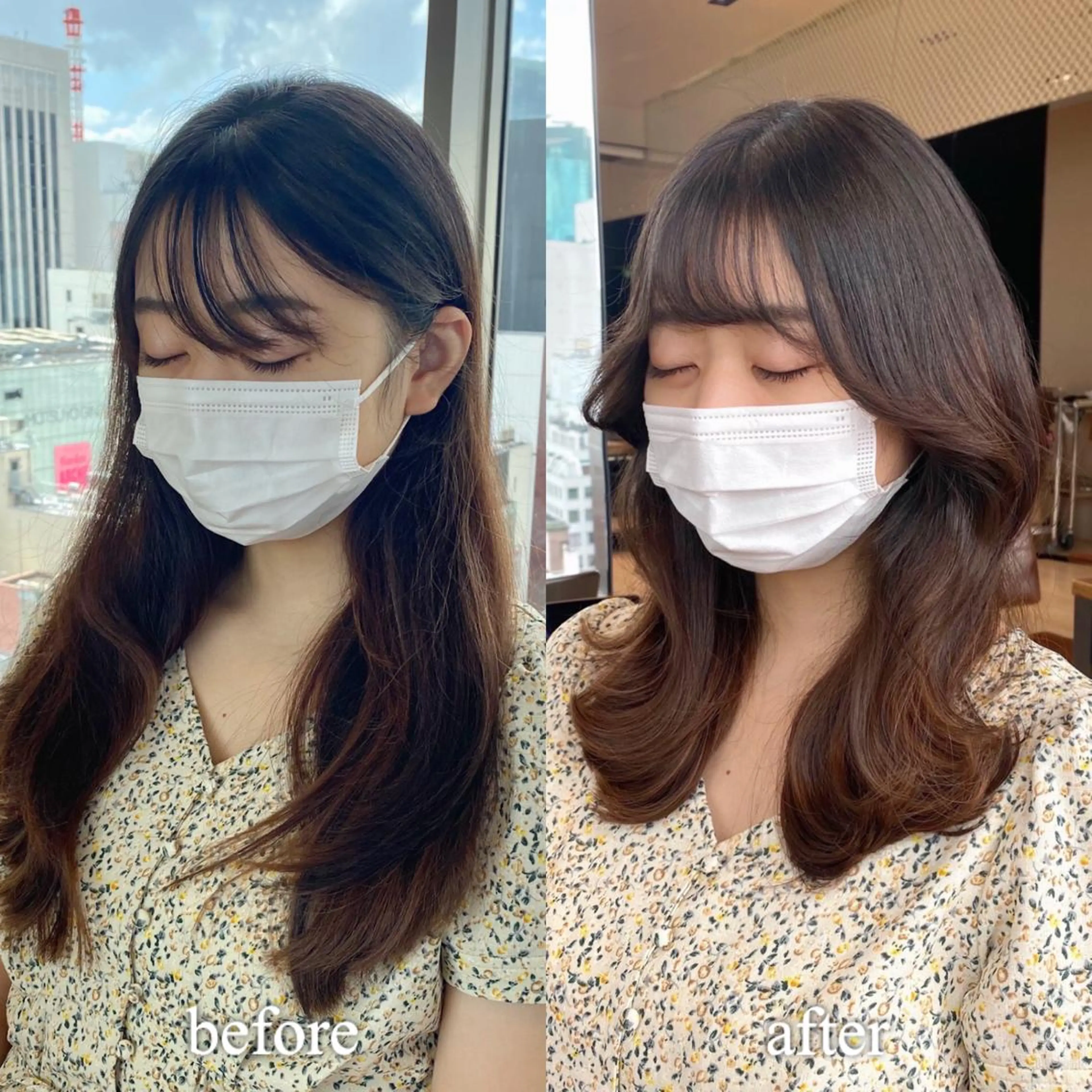 ミディアム カラー レイヤー/顔周り /透明感🩶高橋大のヘアスタイル