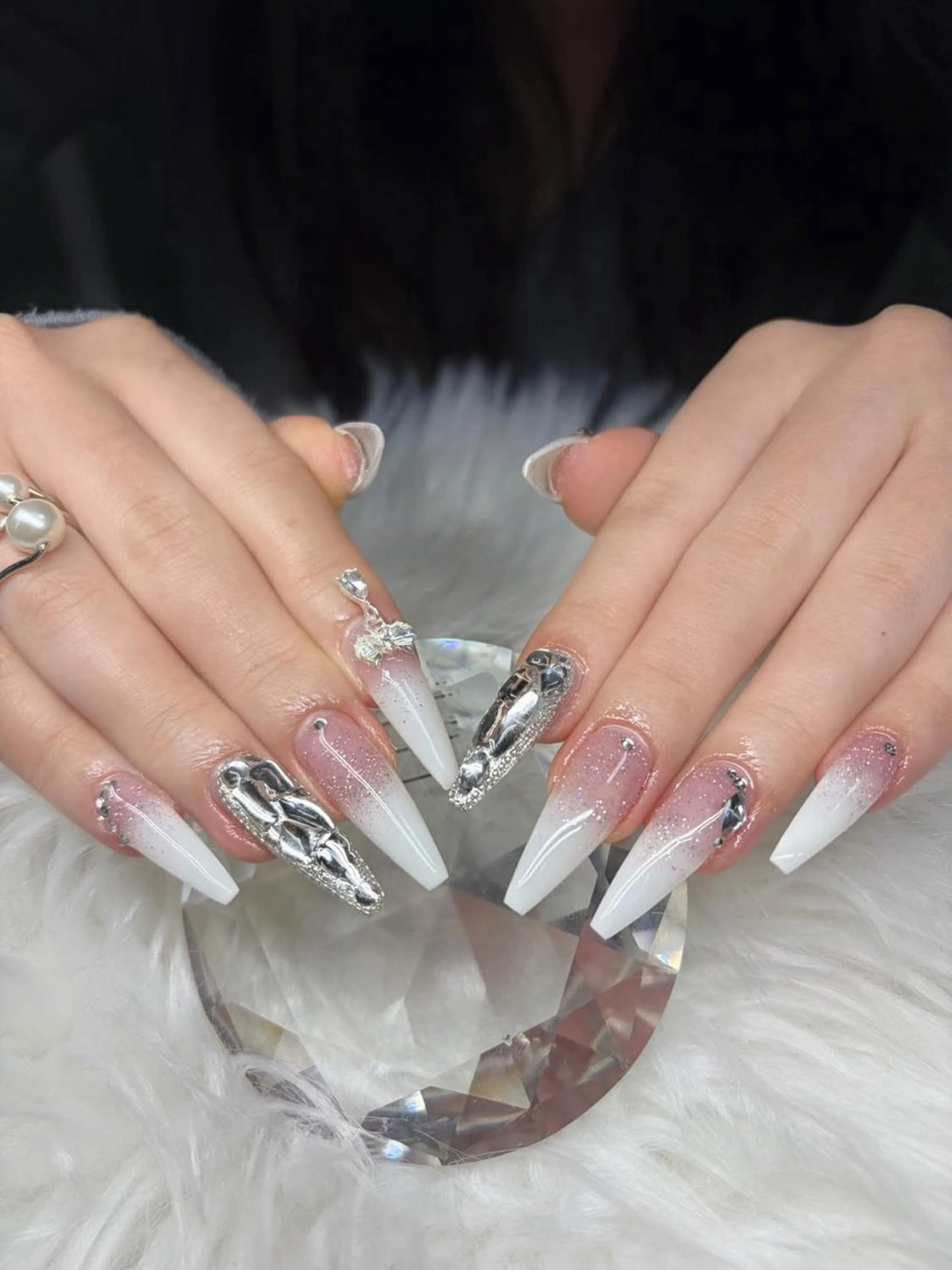 ネイル アートネイル オーロラネイル チークネイル 長さ出し フットネイル ハンドネイル 銀河_ Chan nailsのネイルデザイン