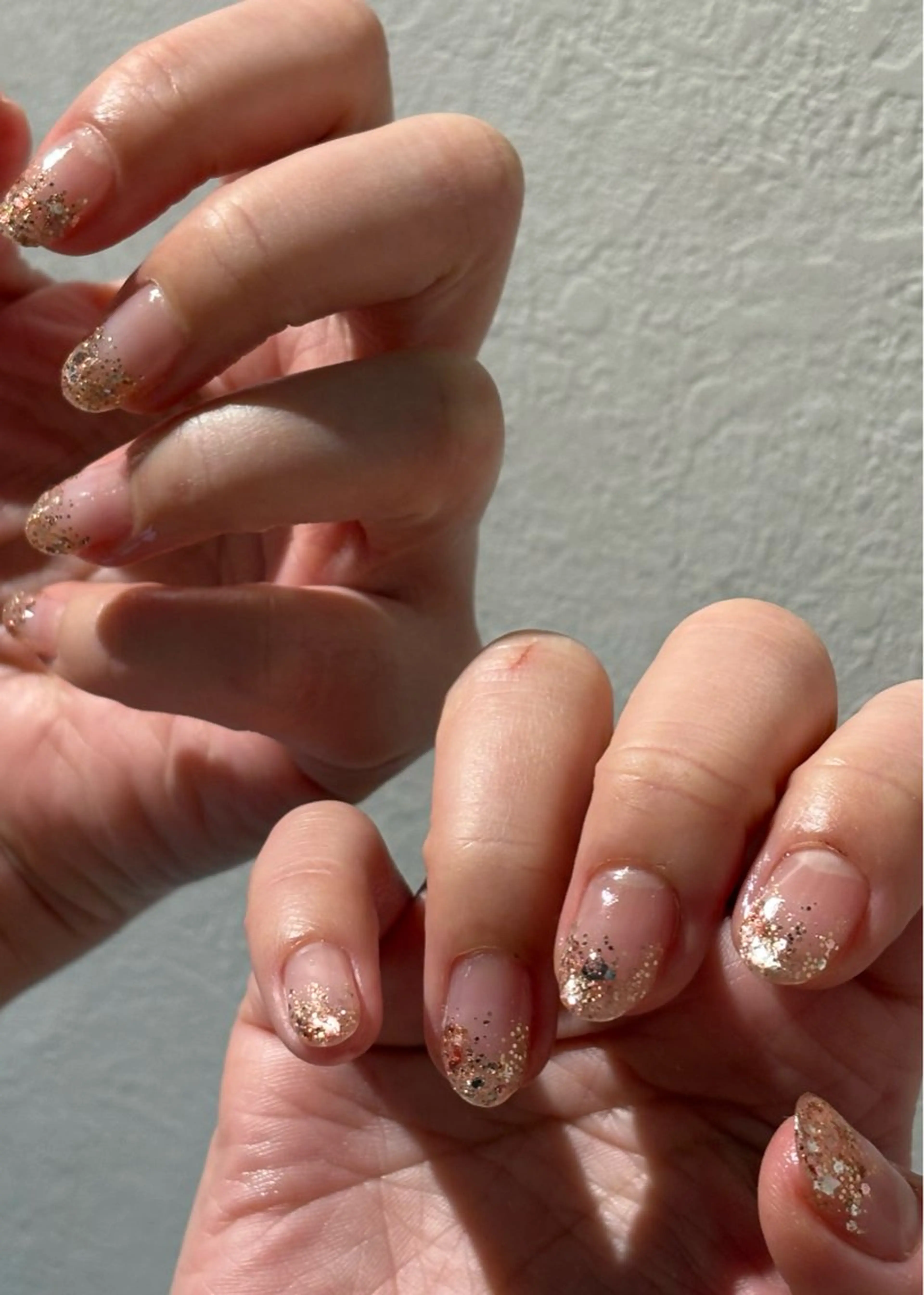 ネイル フレンチネイル グラデーション 卒業式 韓国ネイル ラメ(グリッター) Kai  nail Mayukoのネイルデザイン