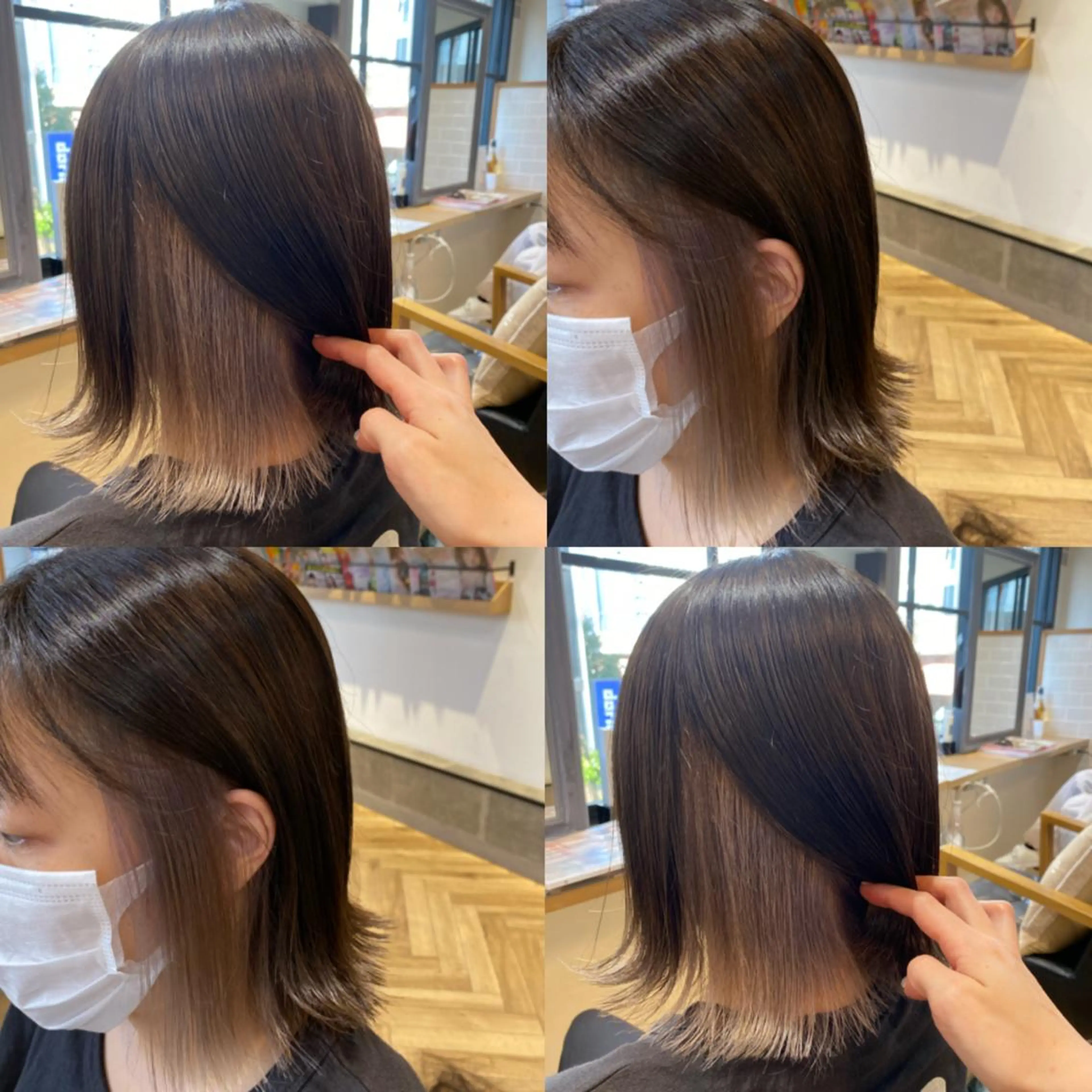 ショート カラー ブリーチ インナーカラー 艶カラー/韓国顔周り 🎀mamiのヘアスタイル