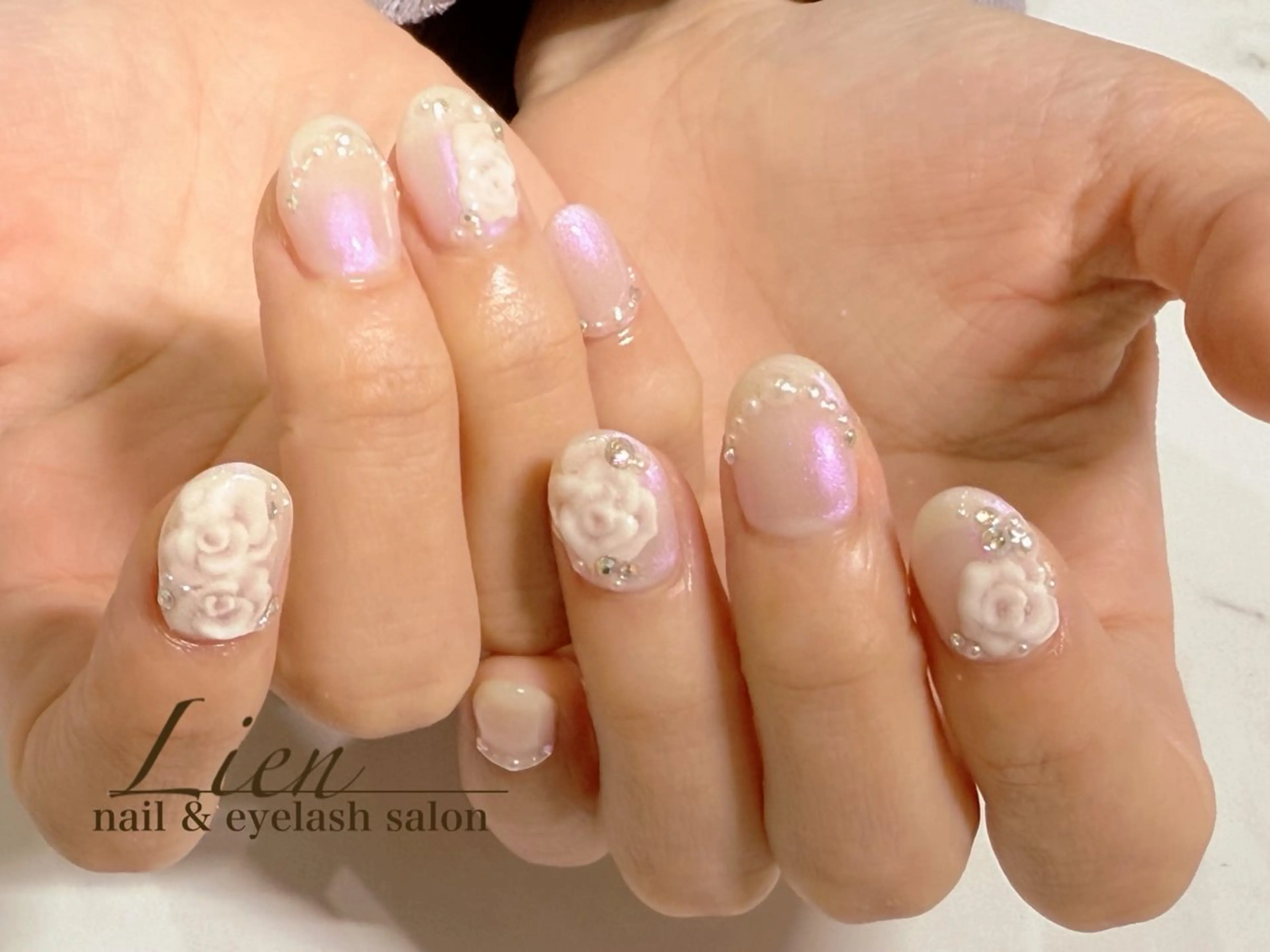 ネイル 長さ出し フットネイル フレンチネイル ジェルネイル ガラスフレンチ ハンドネイル Lien（リアン） 銀座駅6分のネイルデザイン