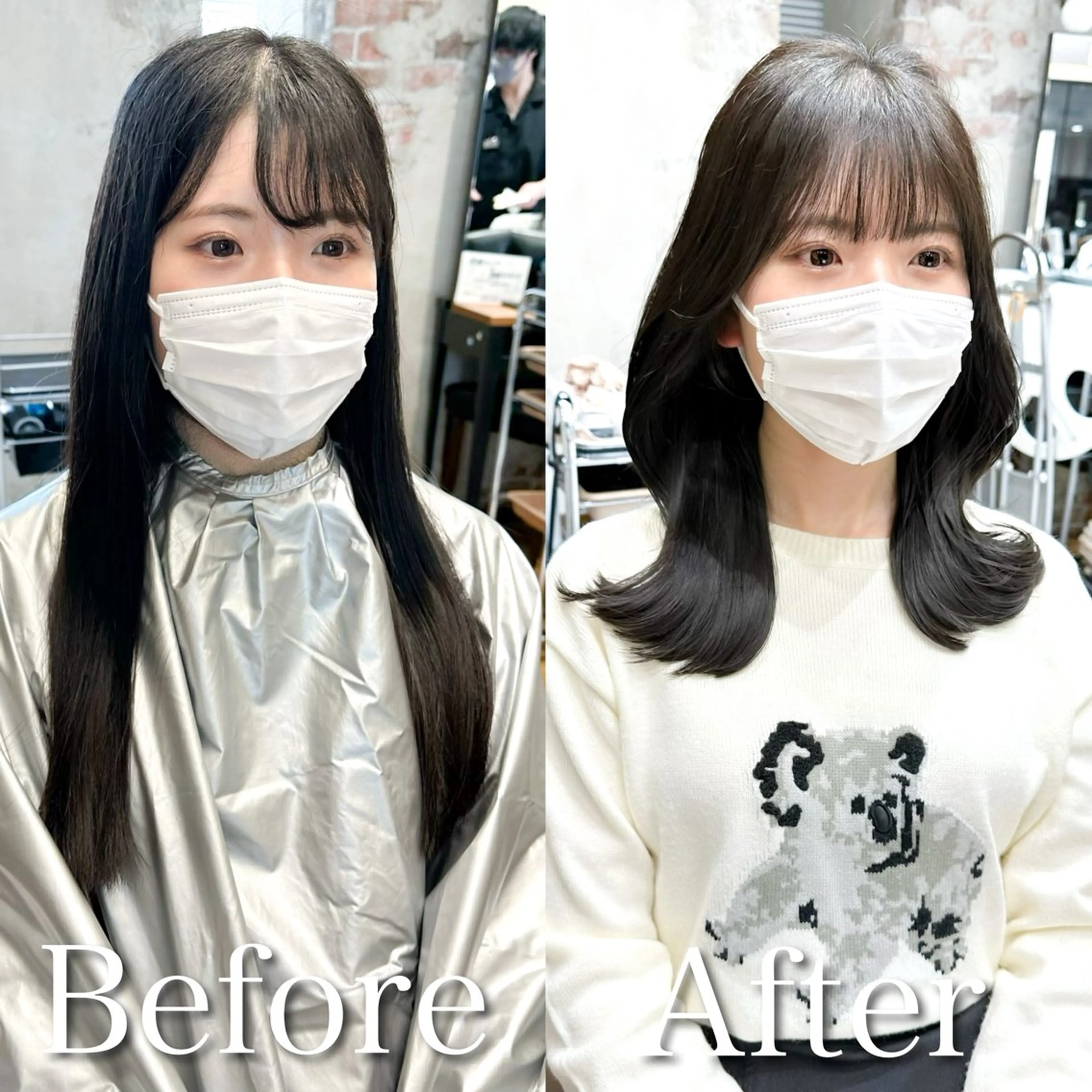 セミロング カラー ベージュカラー ブラウンカラー ブラウンベージュ くびれヘア 顔周りカット カット ヘアカラー トリートメント 顔周り/くびれヘア 韓国ヘア💕風間るなのヘアスタイル