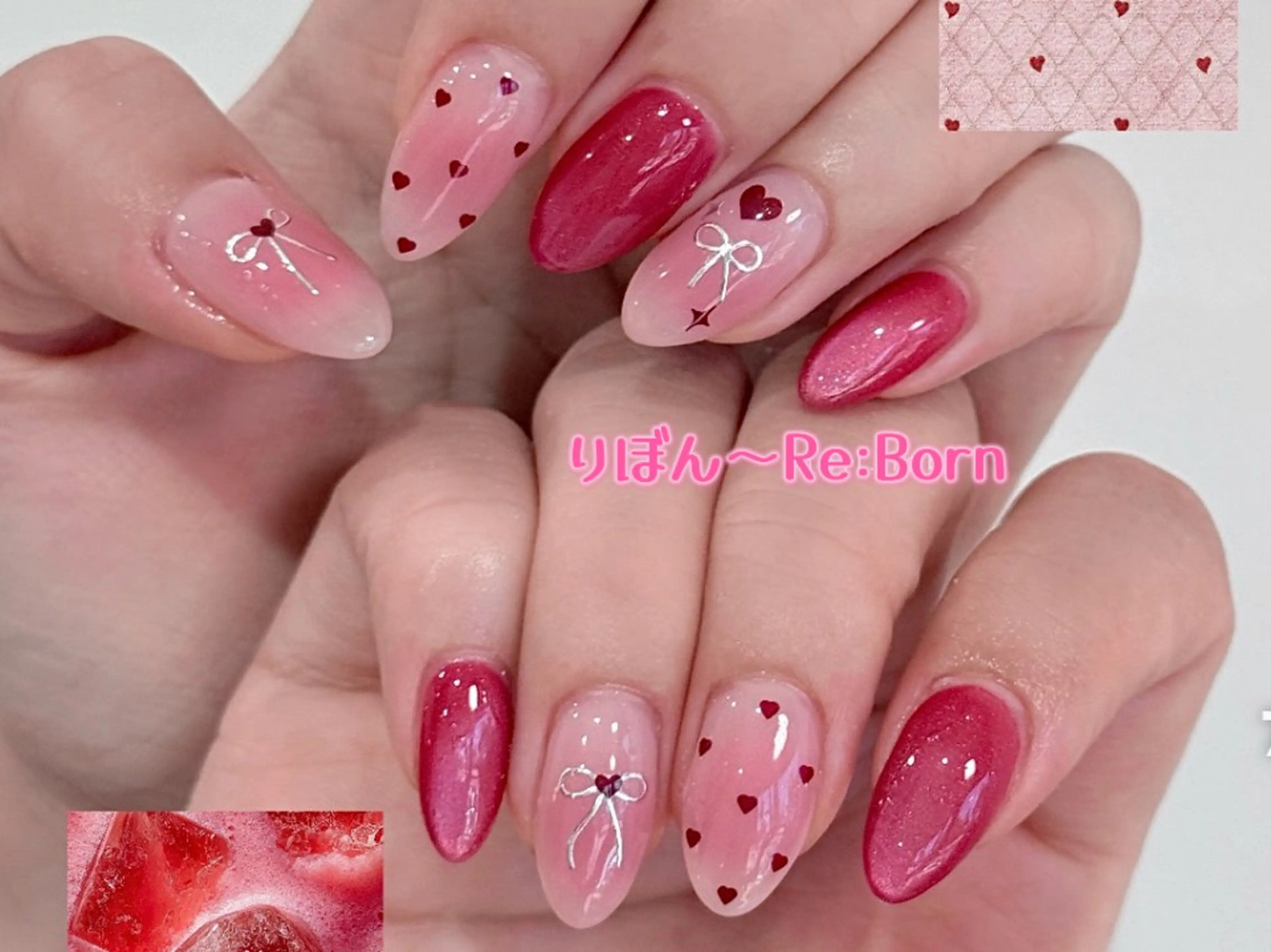 ミディアム ハンドネイル りぼん Re:Bonrのネイルデザイン