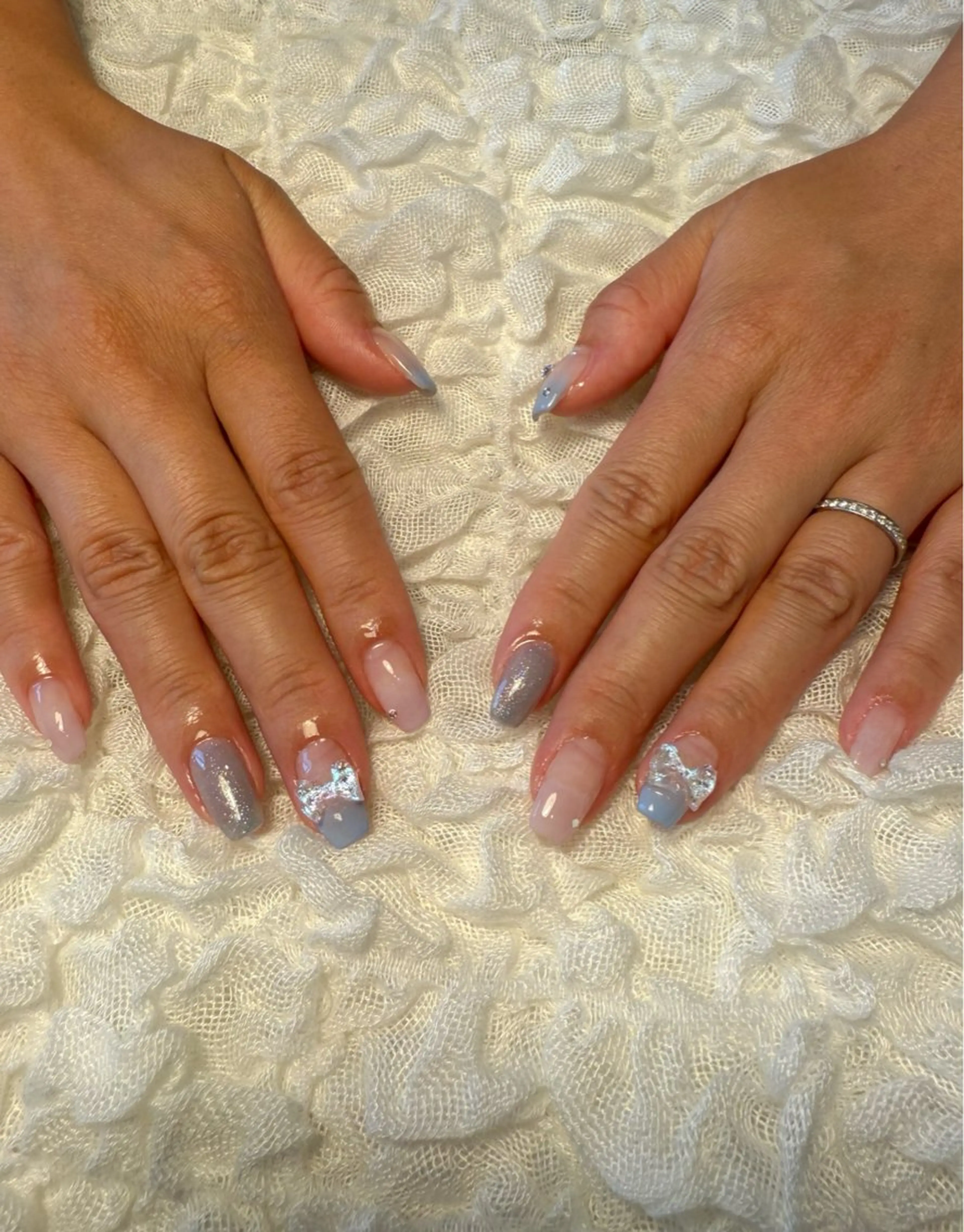 ネイル ブルー グラデーション パープル ハンドネイル nail salon Estelleのネイルデザイン